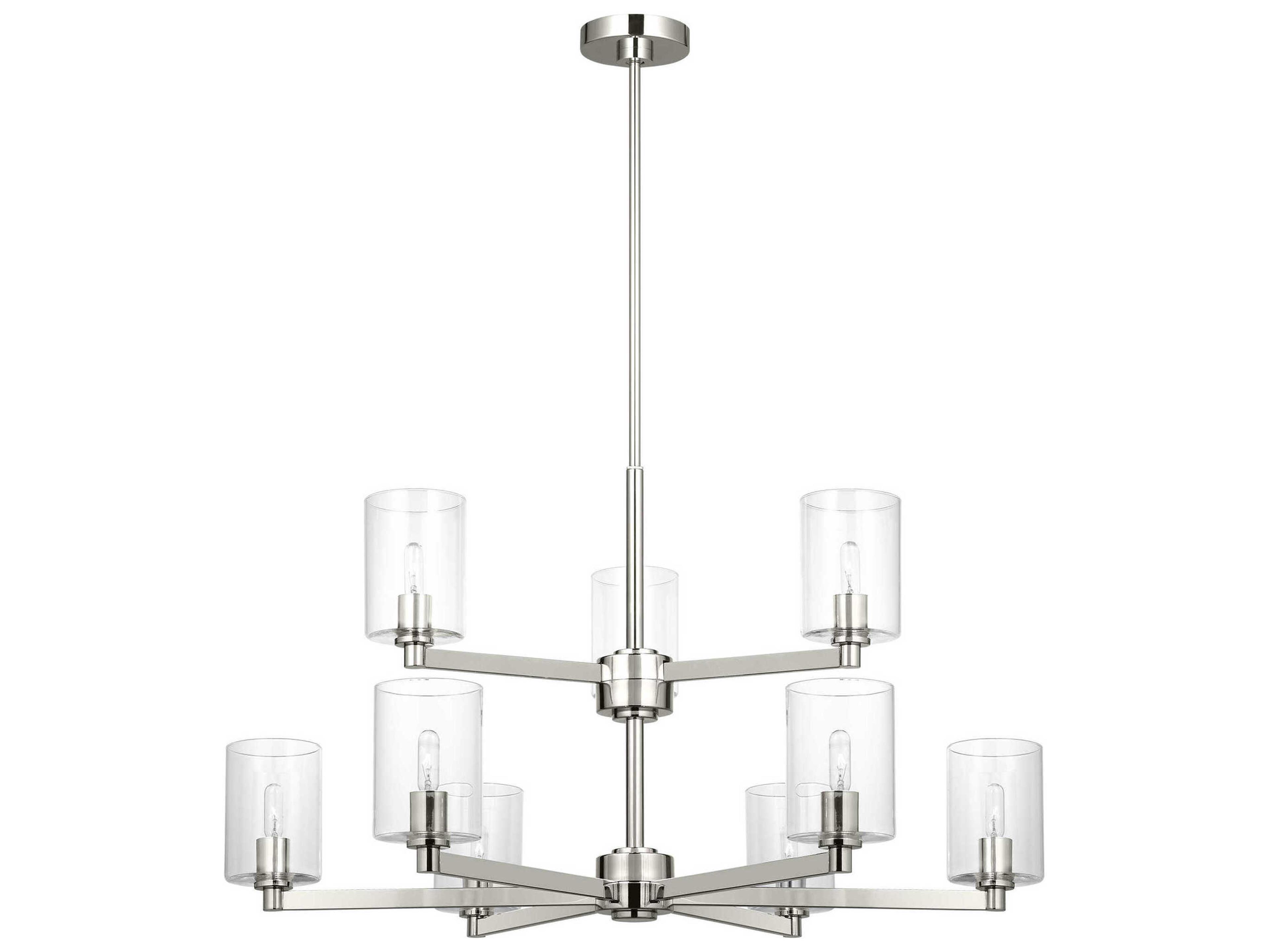 Visual Comfort Studio Fullton 9-Light Brushed Nickel Candelabra Cylinder Chandelier