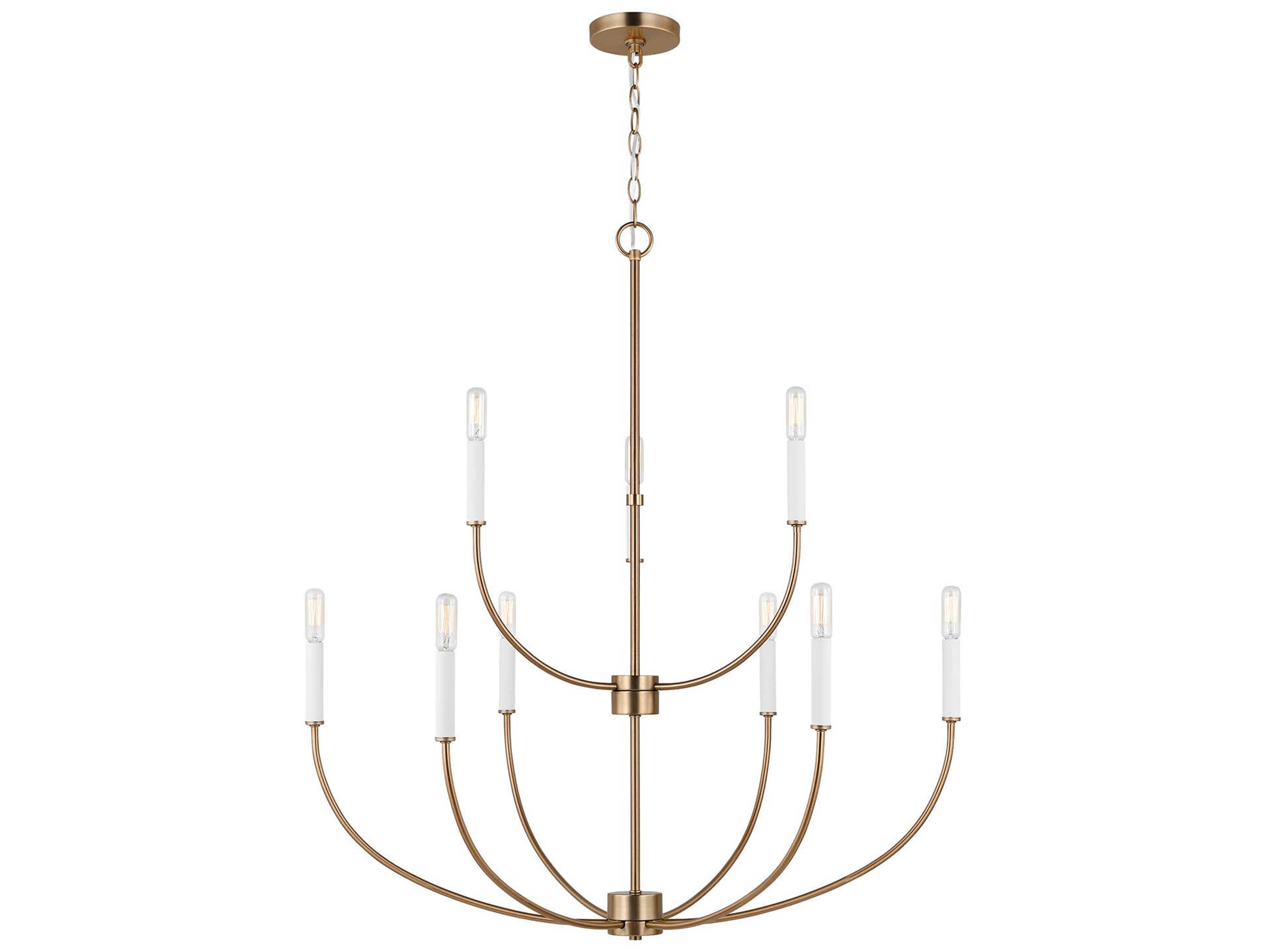 Visual Comfort Studio Greenwich 9-Light Satin Brass Candelabra Chandelier