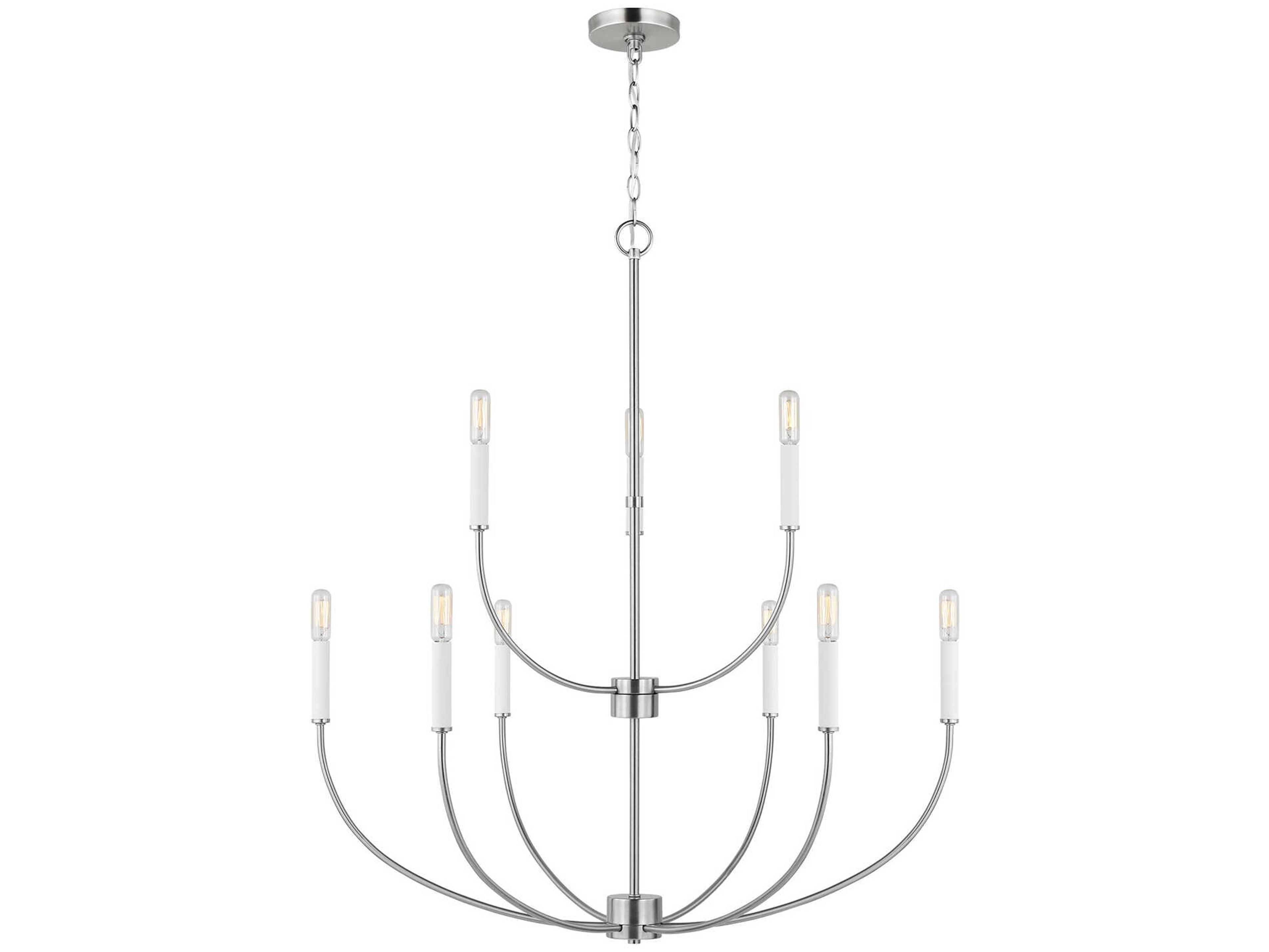 Visual Comfort Studio Greenwich 9-Light Brushed Nickel Candelabra Chandelier