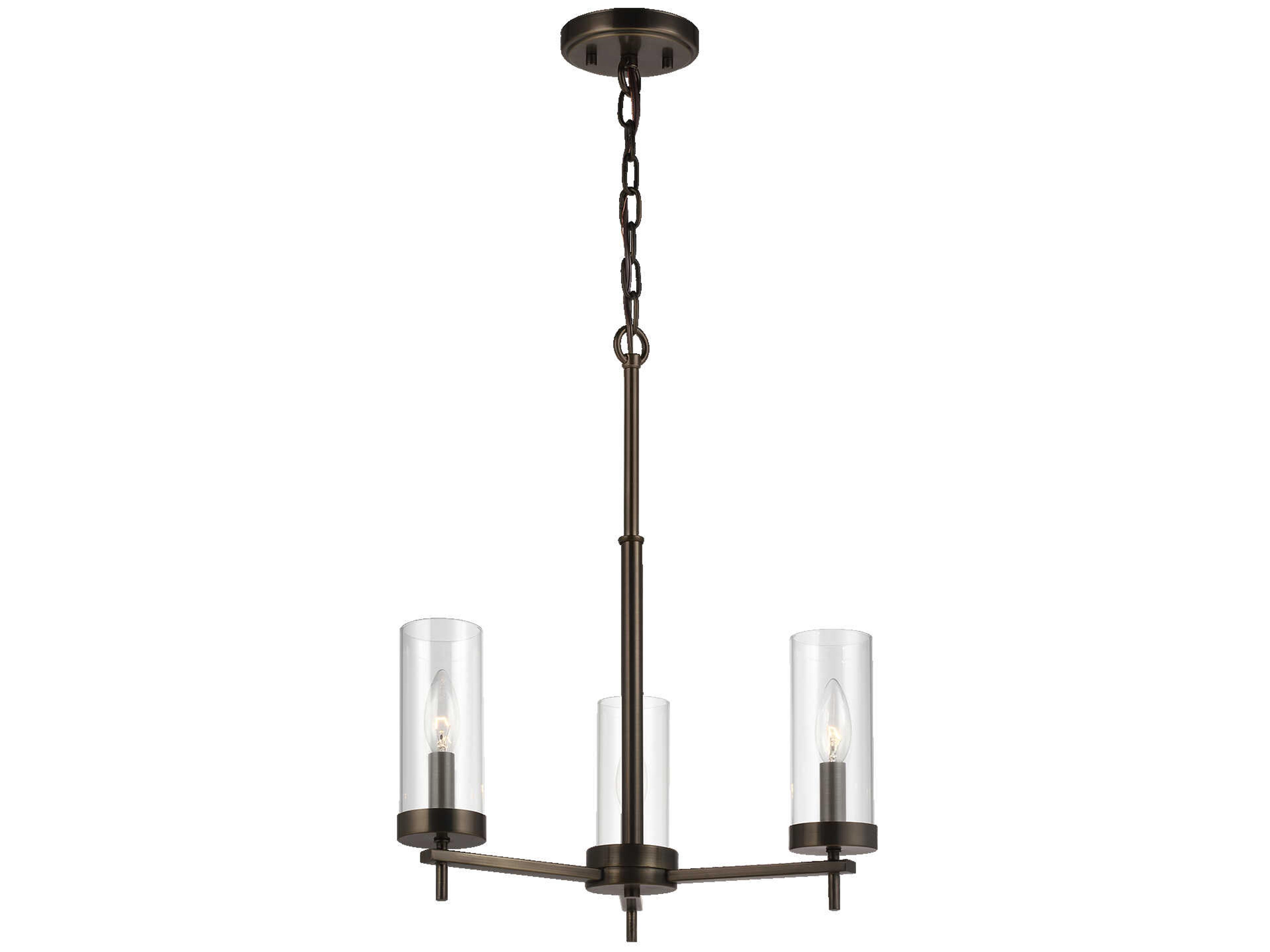 Visual Comfort Studio Zire 3-Light Brushed Oil Rubbed Bronze Candelabra Cylinder Chandelier