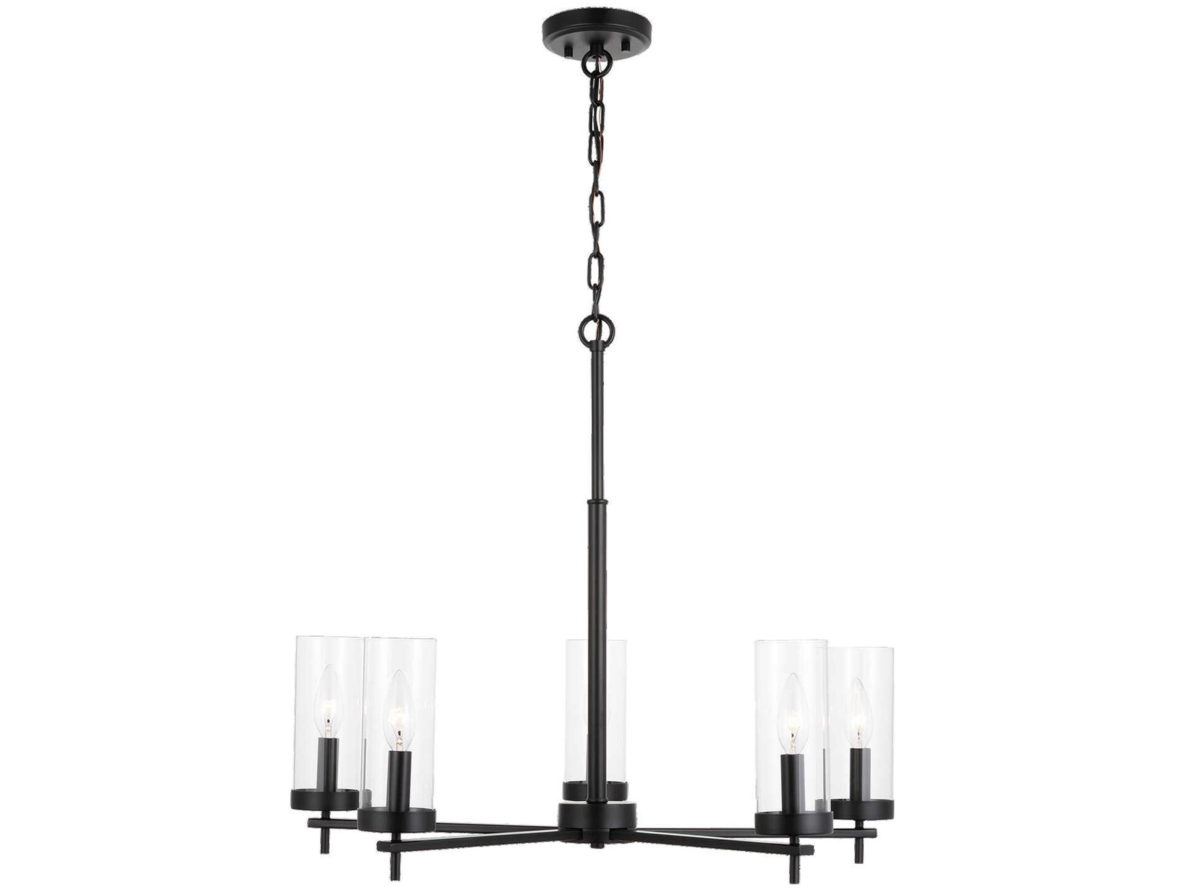 Visual Comfort Studio Zire 5-Light Midnight Black Candelabra Cylinder Chandelier