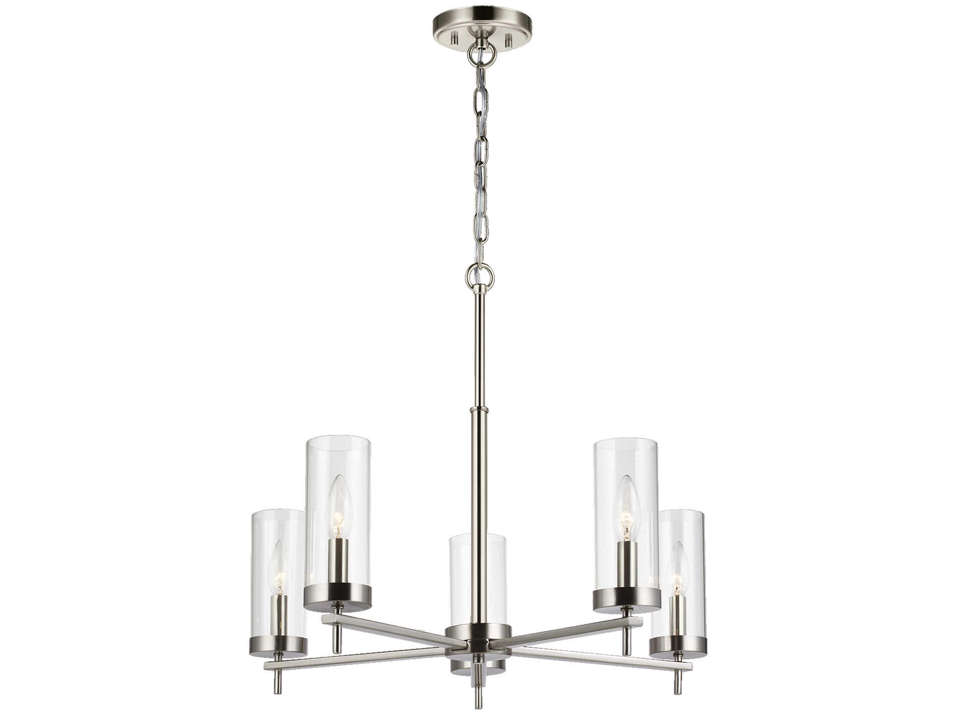 Visual Comfort Studio Zire 5-Light Brushed Nickel Candelabra Cylinder Chandelier