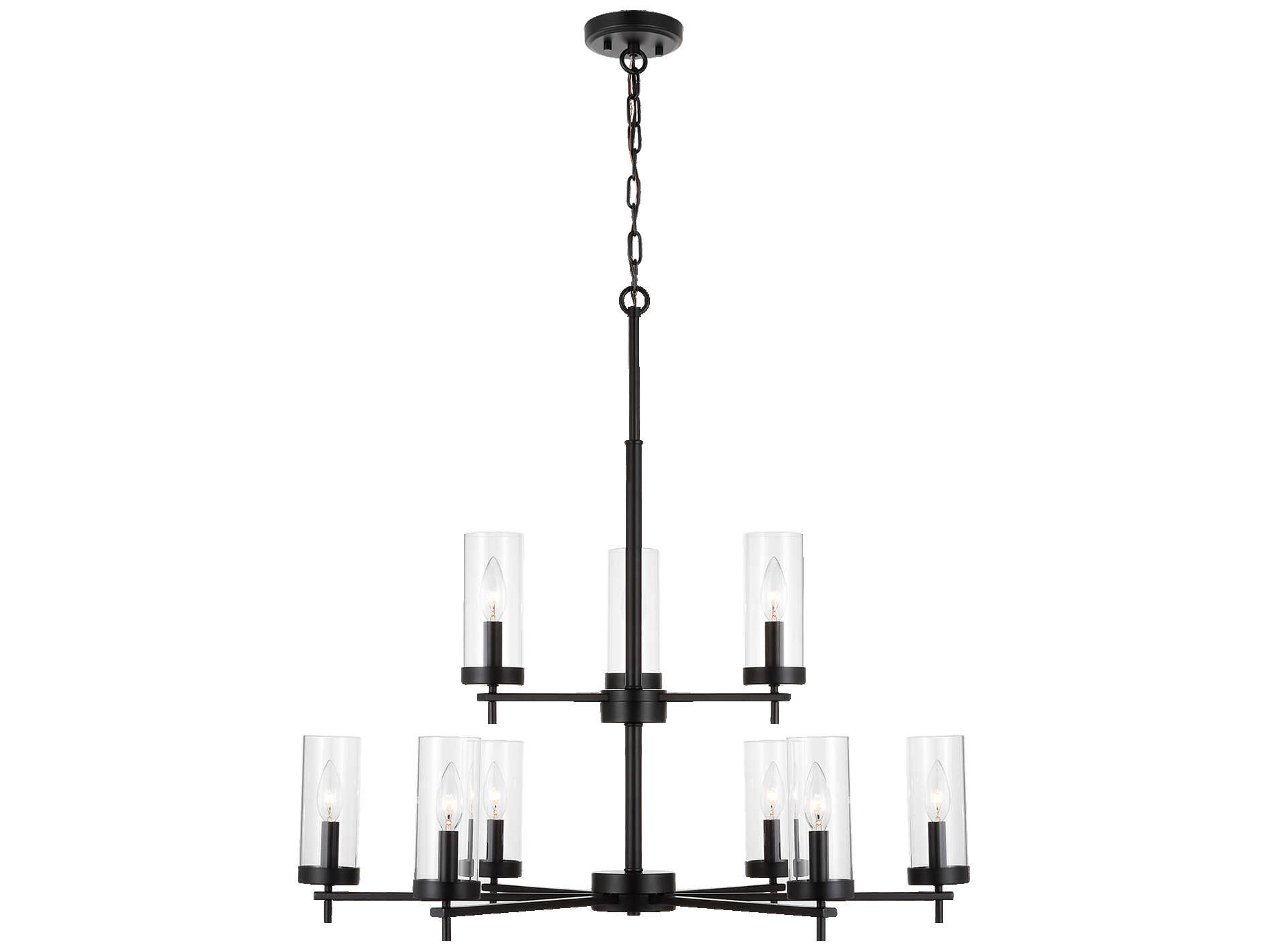 Zire 9-Light Midnight Black Candelabra Cylinder Tiered Chandelier