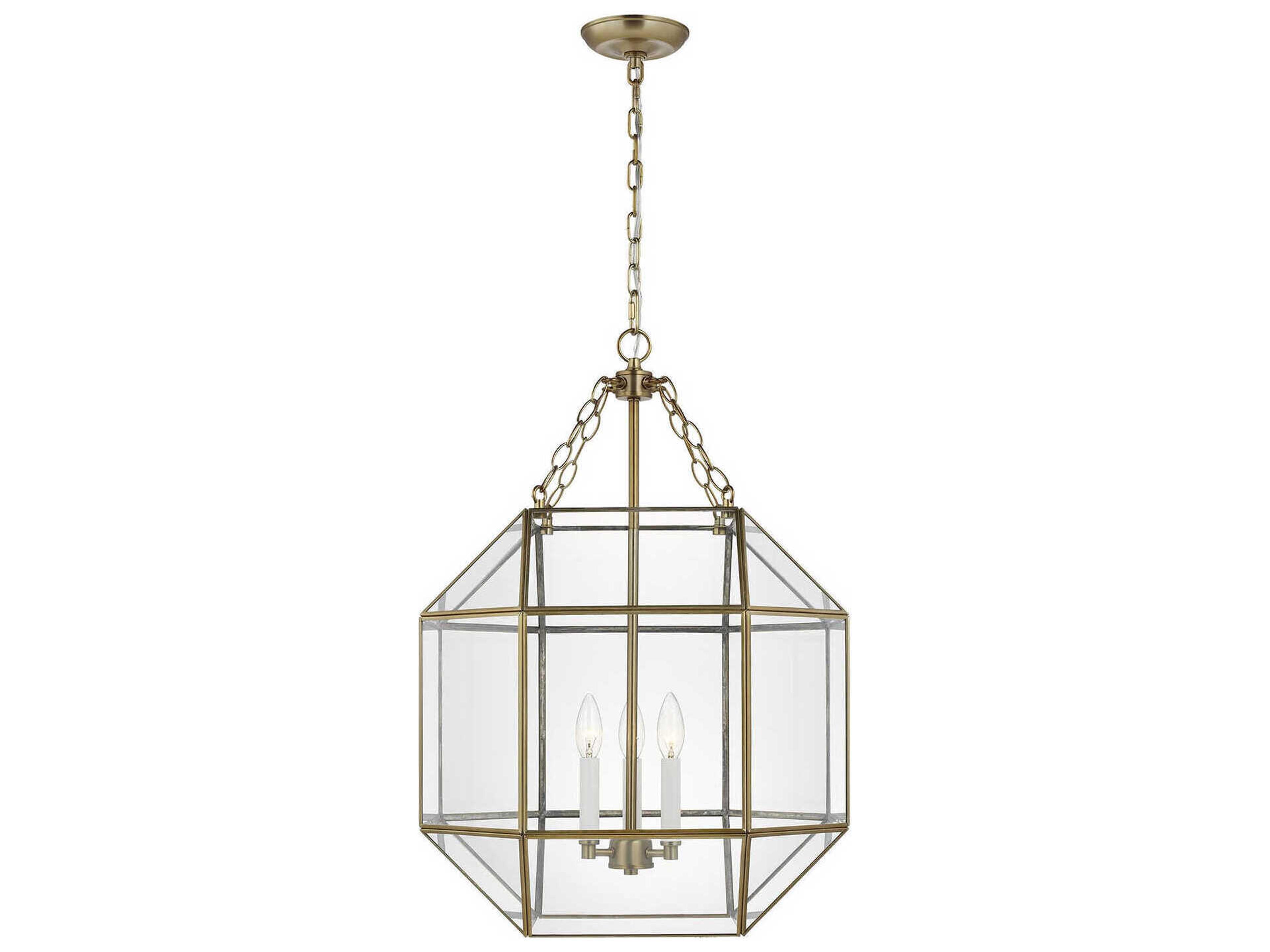 Visual Comfort Studio Morrison 3-Light Satin Brass Lantern Pendant