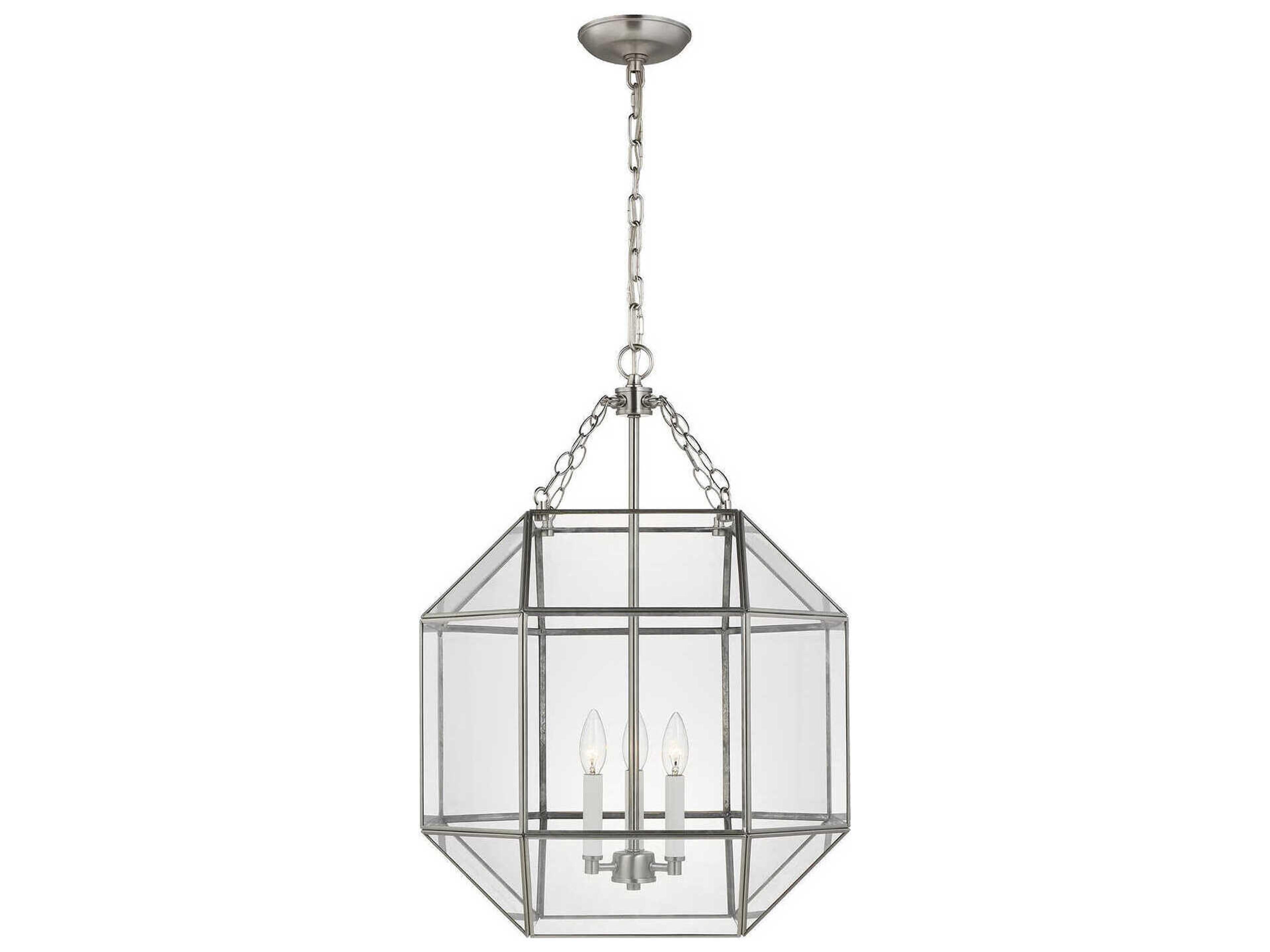 Visual Comfort Studio Morrison 3-Light Brushed Nickel Lantern Pendant