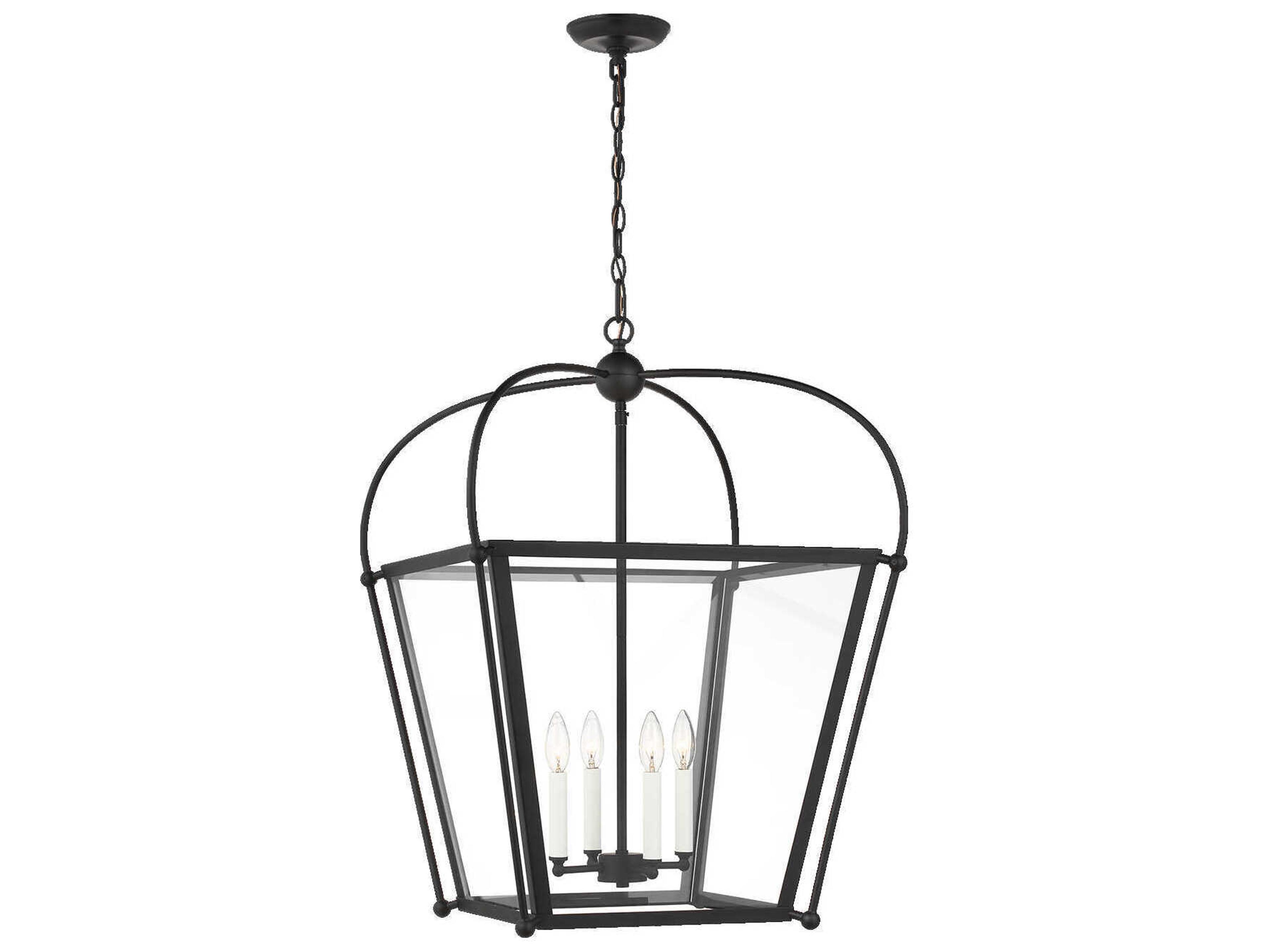 Visual Comfort Studio Charleston 4-Light Midnight Black Lantern Pendant