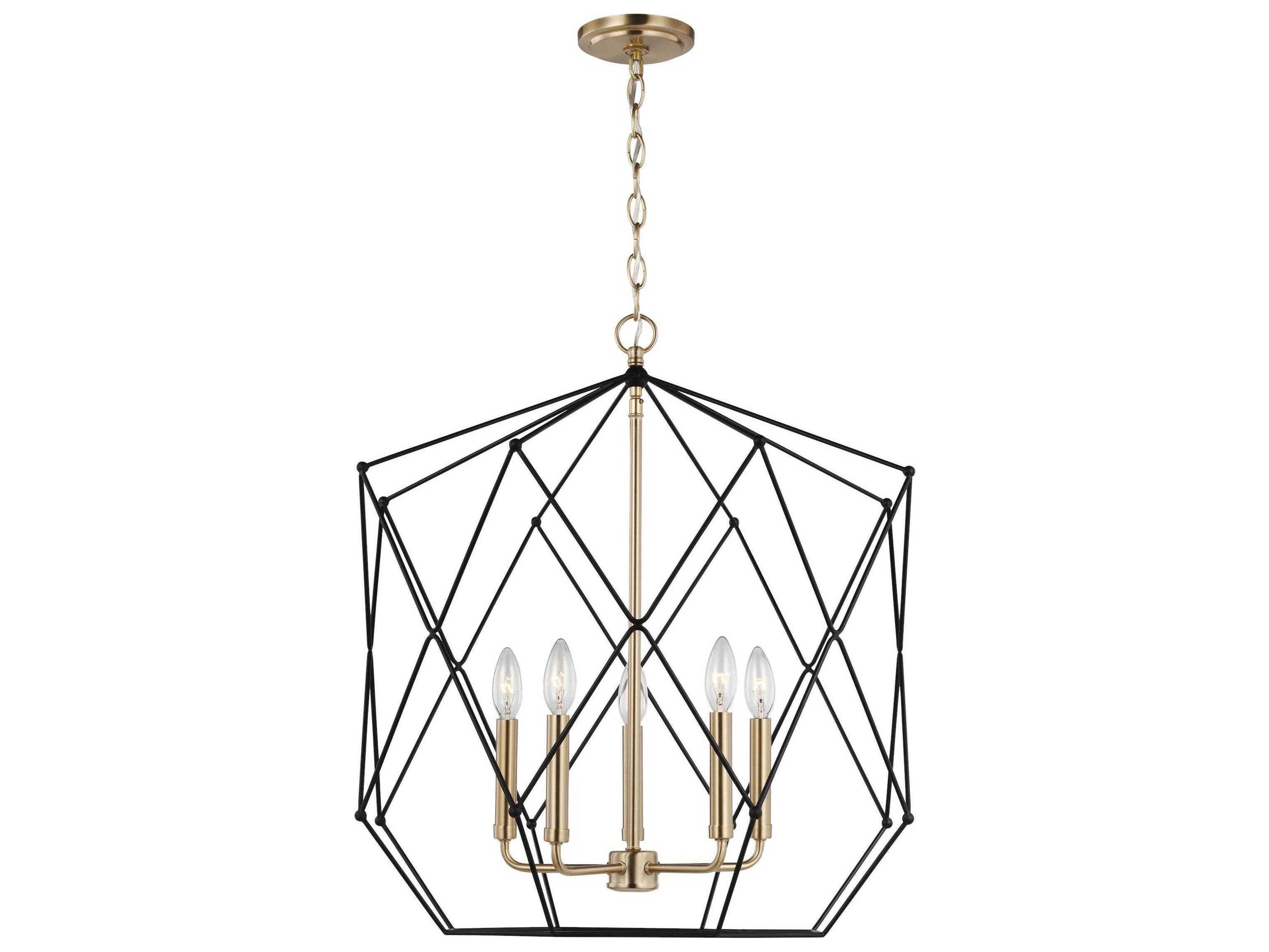 Visual Comfort Studio Zarra 5-Light Satin Brass Geometric Pendant