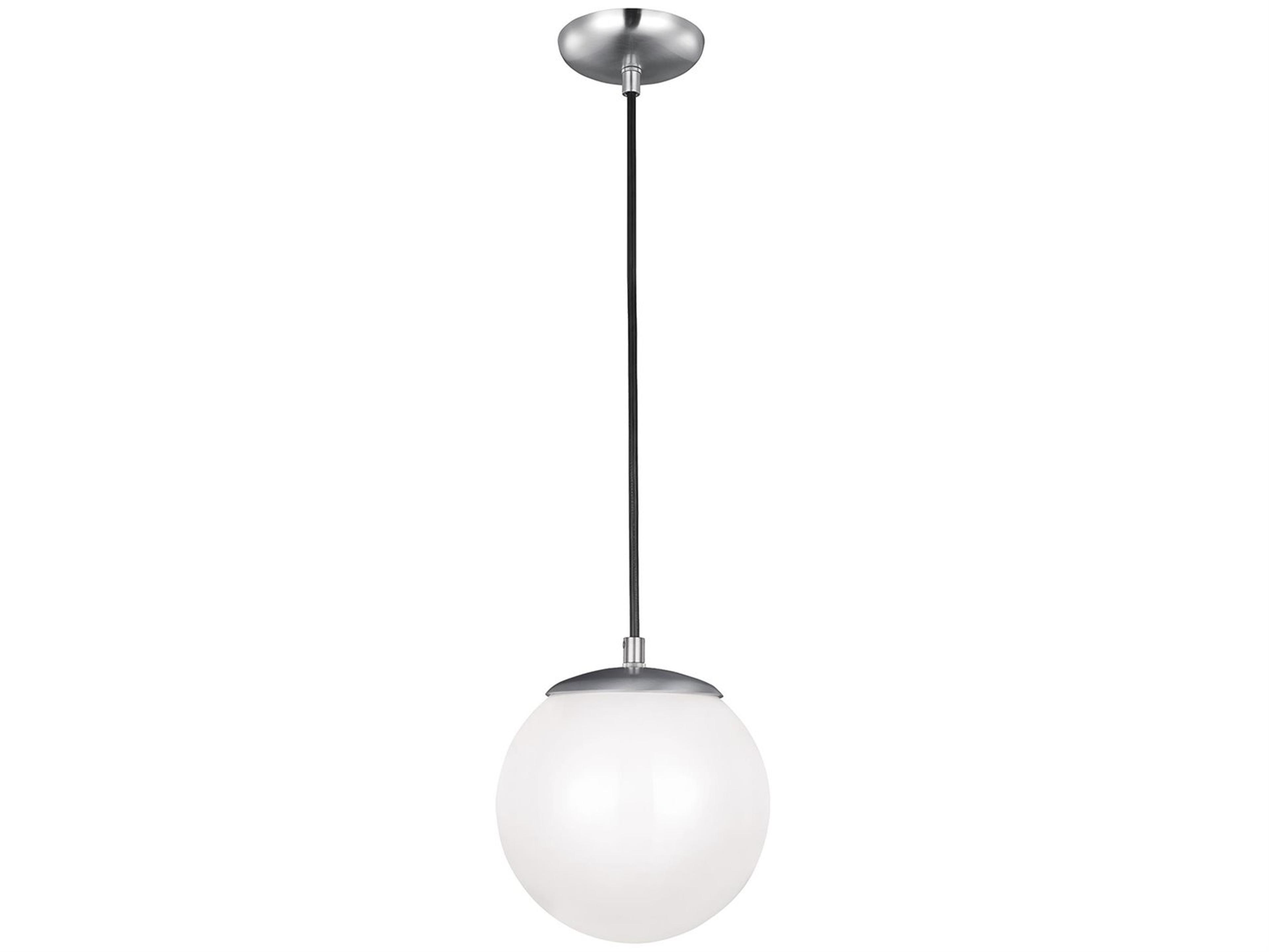 Visual Comfort Studio Leo 1-Light Satin Aluminum Silver Globe Mini Pendant