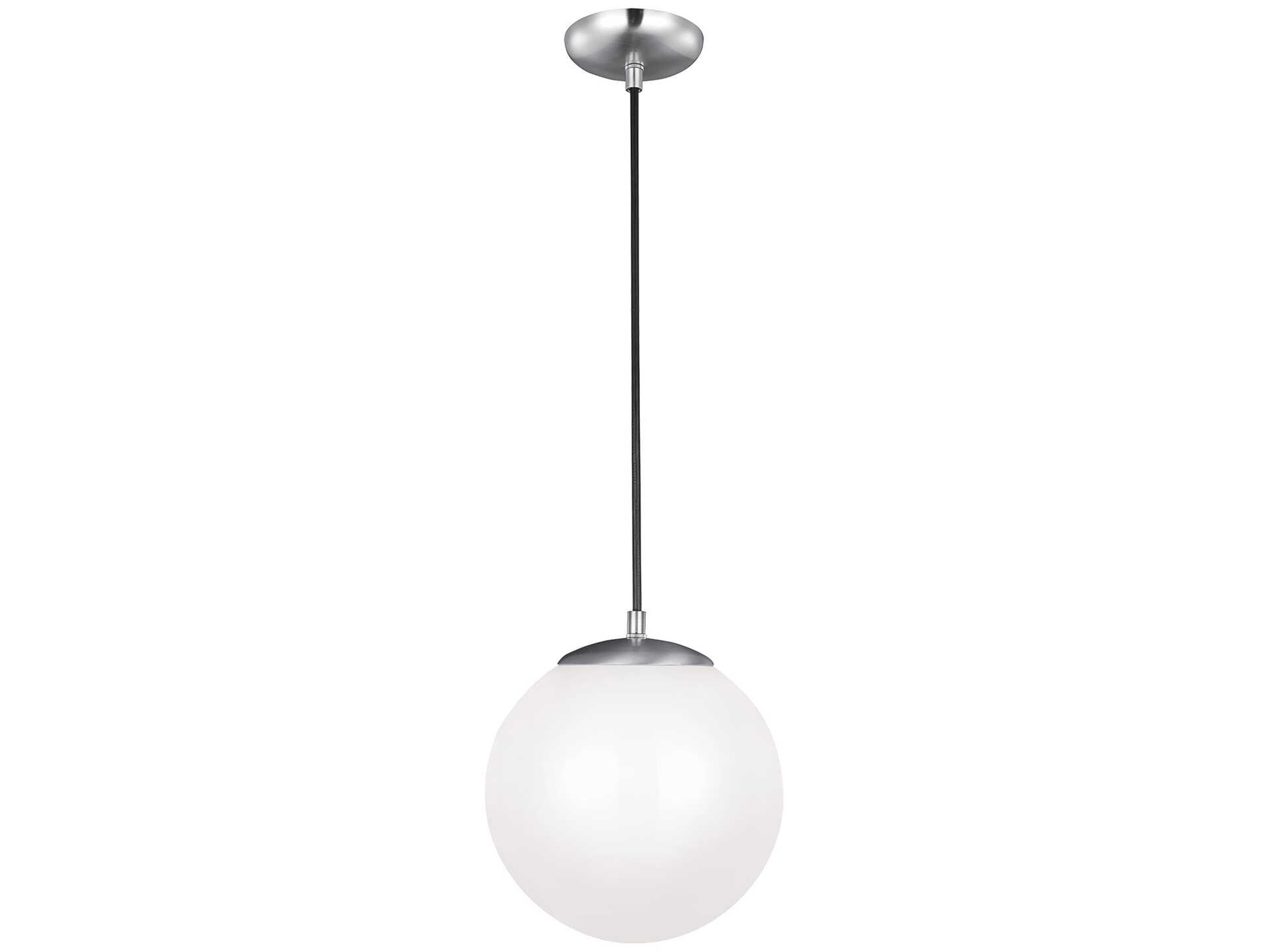 Visual Comfort Studio Leo 1-Light Satin Aluminum Silver Globe Mini Pendant