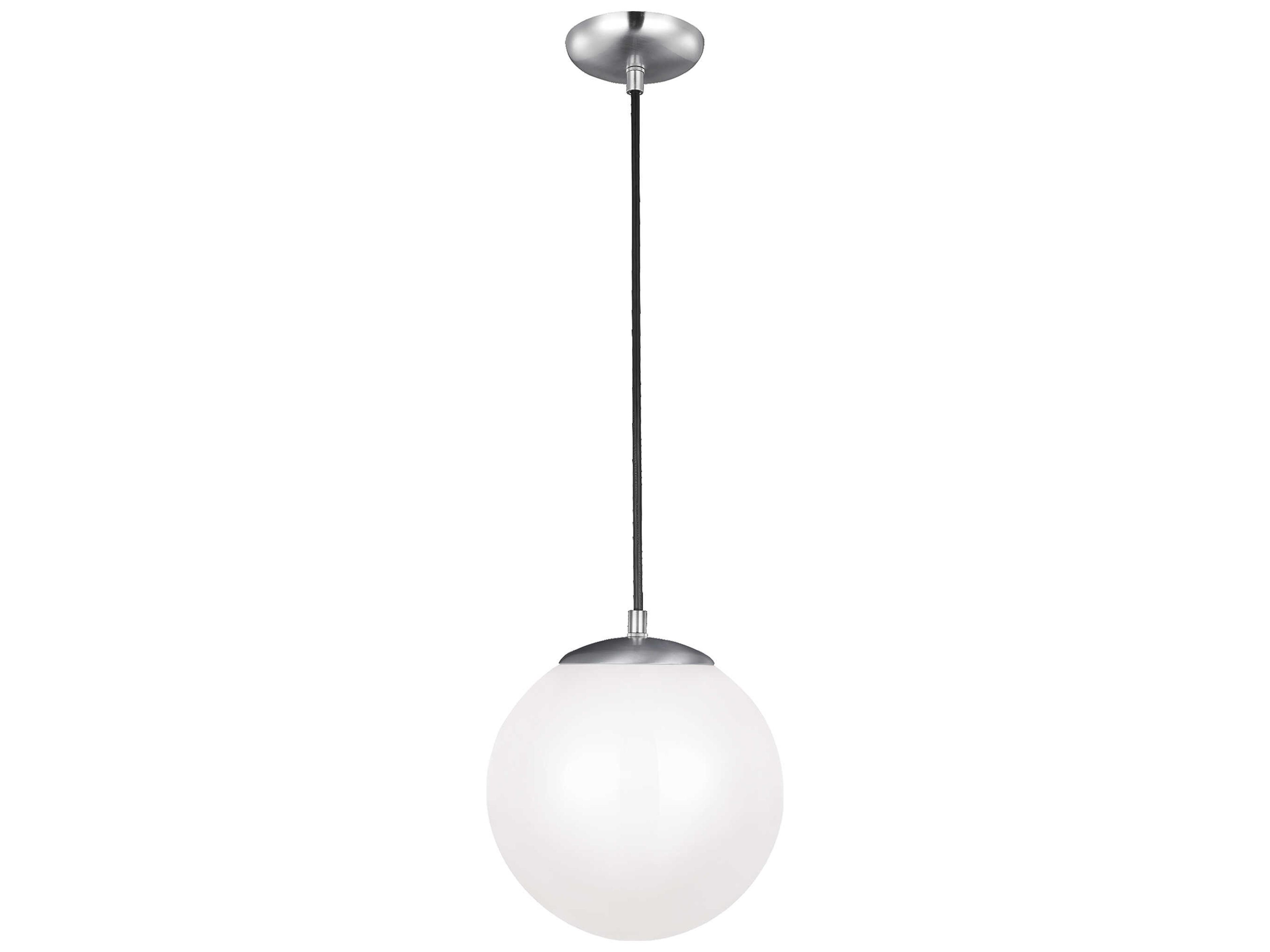 Visual Comfort Studio Leo 1-Light Satin Aluminum Silver Globe Mini Pendant