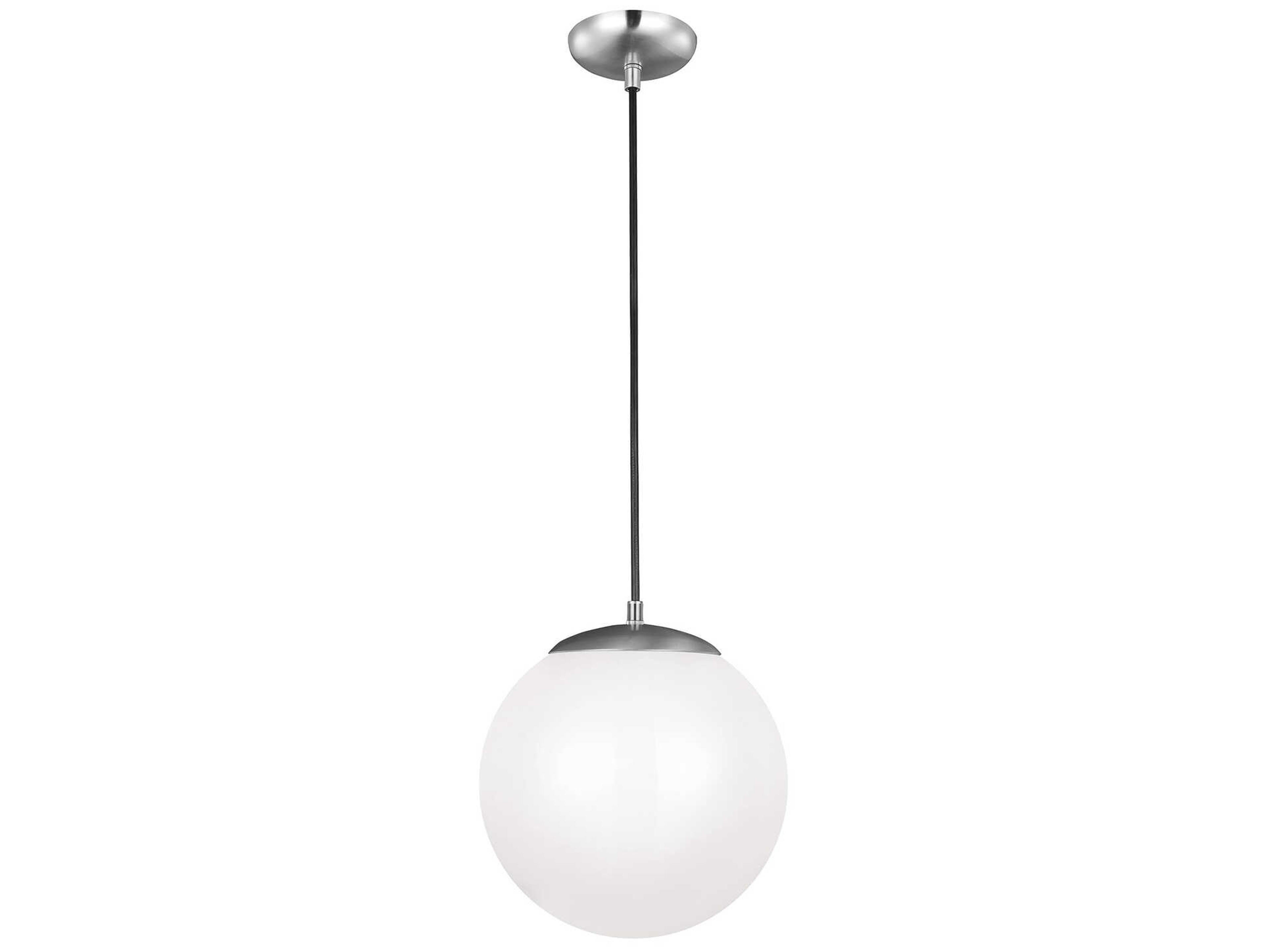 Visual Comfort Studio Leo 1-Light Satin Aluminum Silver Globe Mini Pendant