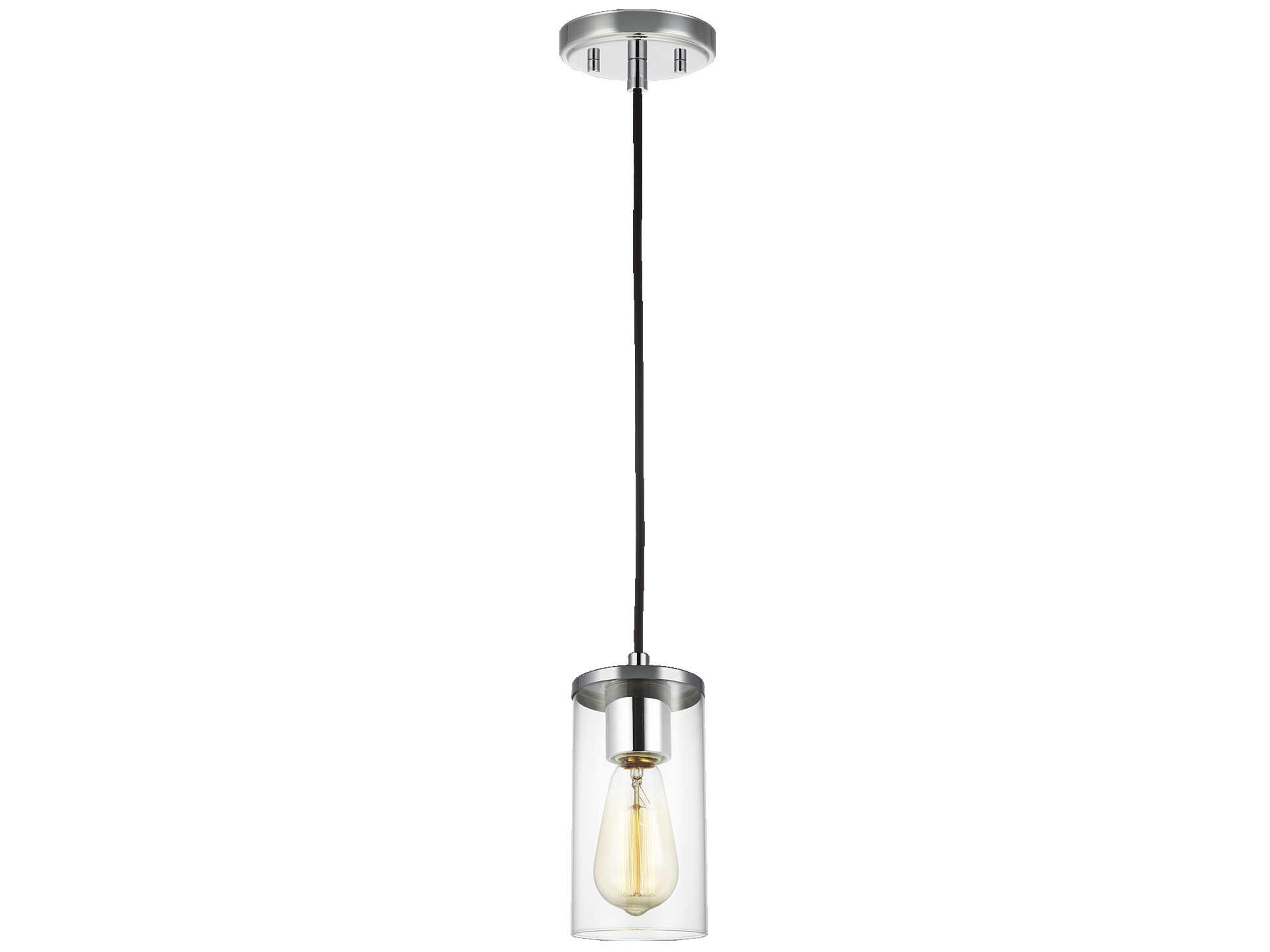 Visual Comfort Studio Zire 1-Light Chrome Cylinder Mini Pendant