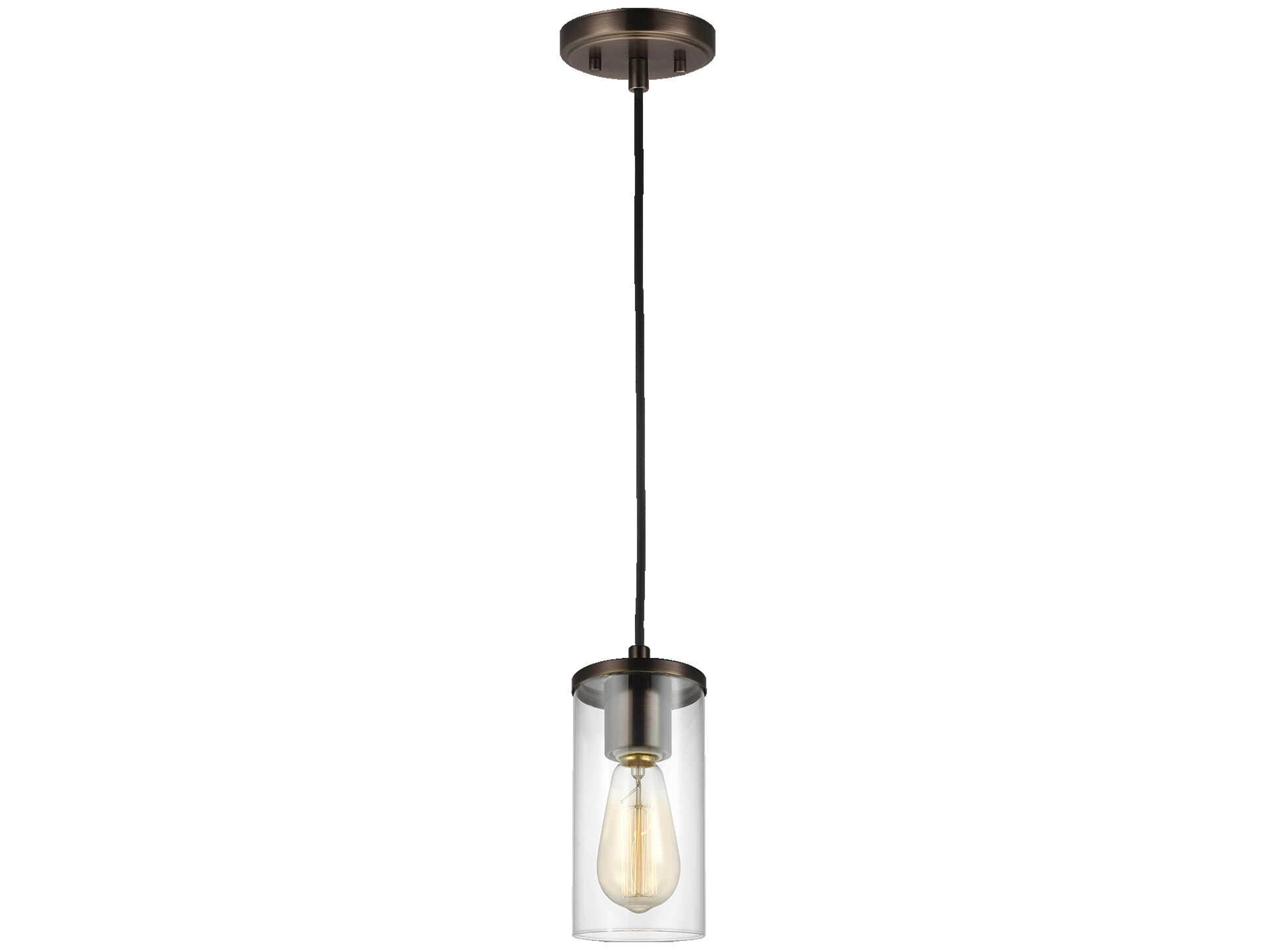 Visual Comfort Studio Zire 1-Light Brushed Oil Rubbed Bronze Cylinder Mini Pendant