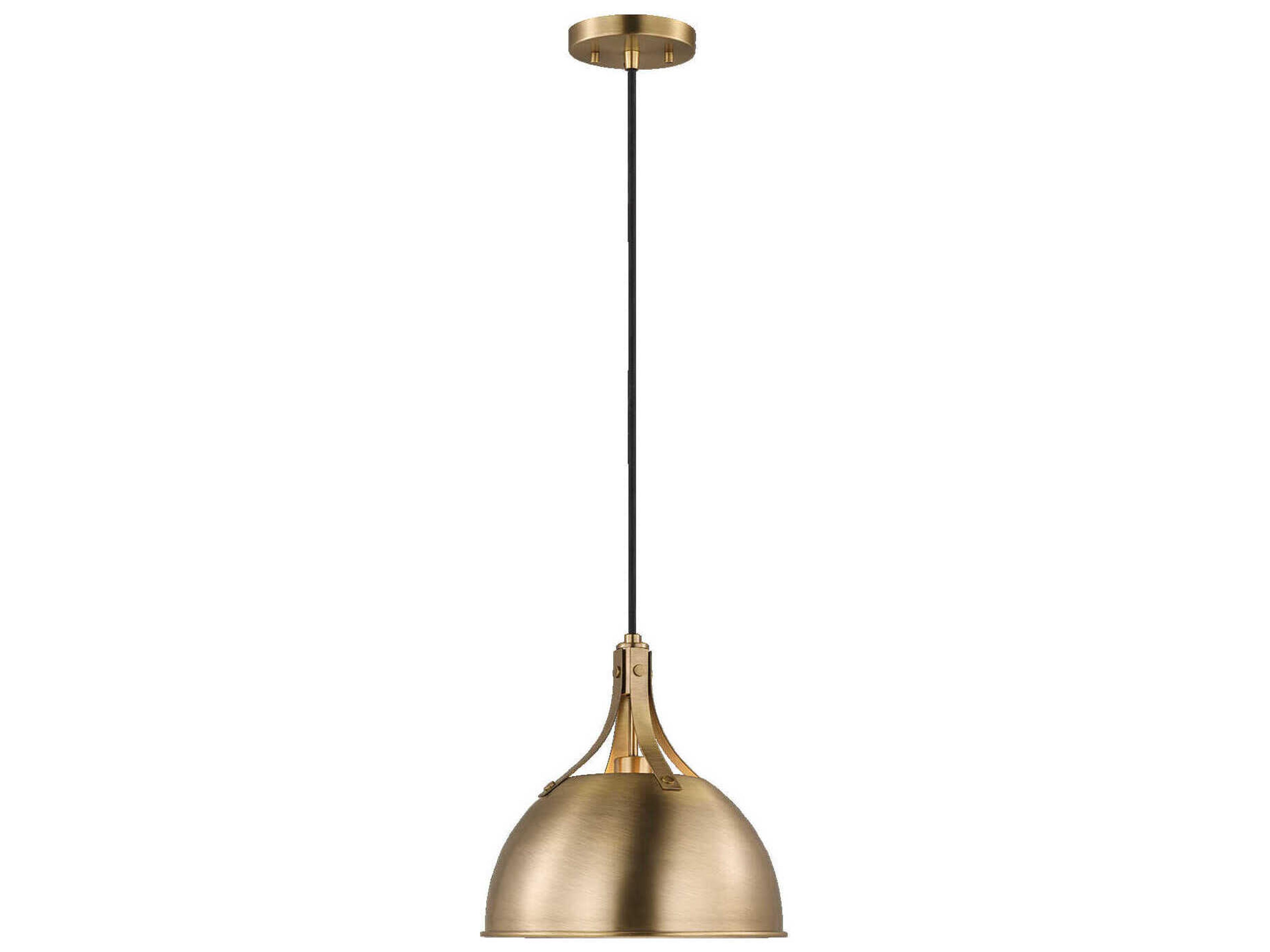 Visual Comfort Studio Rockland 1-Light Satin Brass Dome Mini Pendant