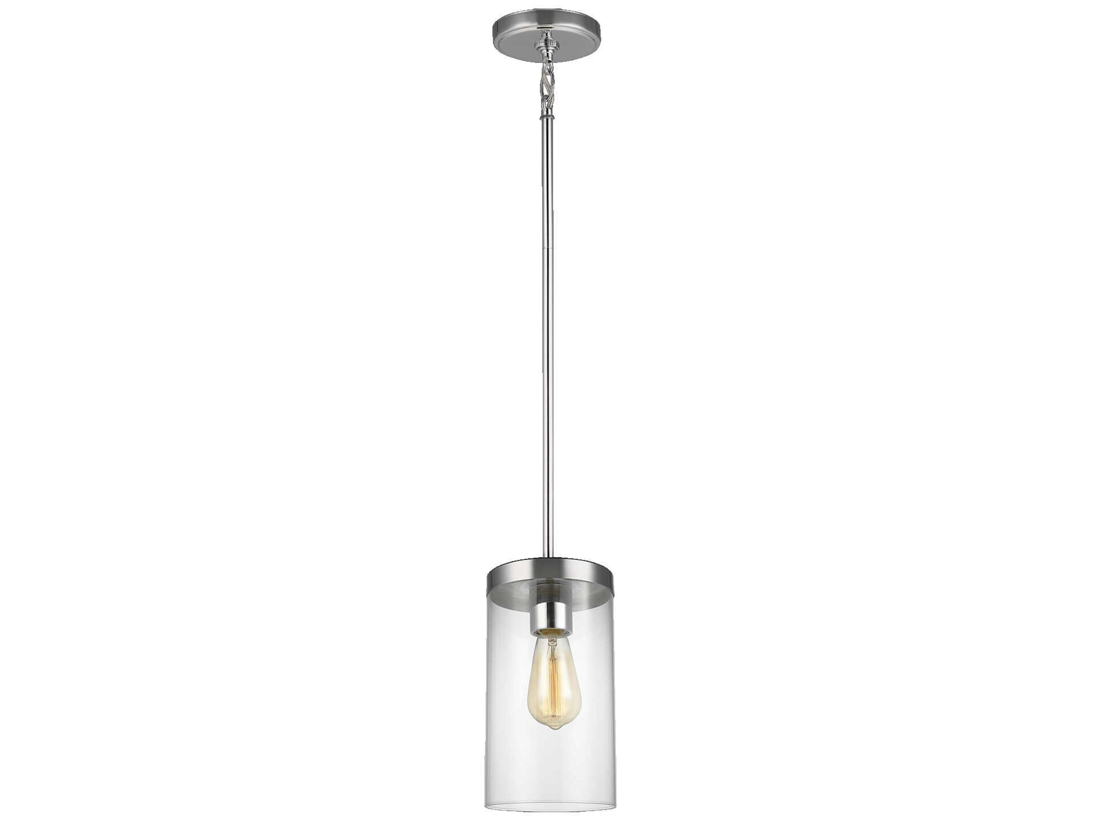 Visual Comfort Studio Zire 1-Light Chrome Cylinder Mini Pendant
