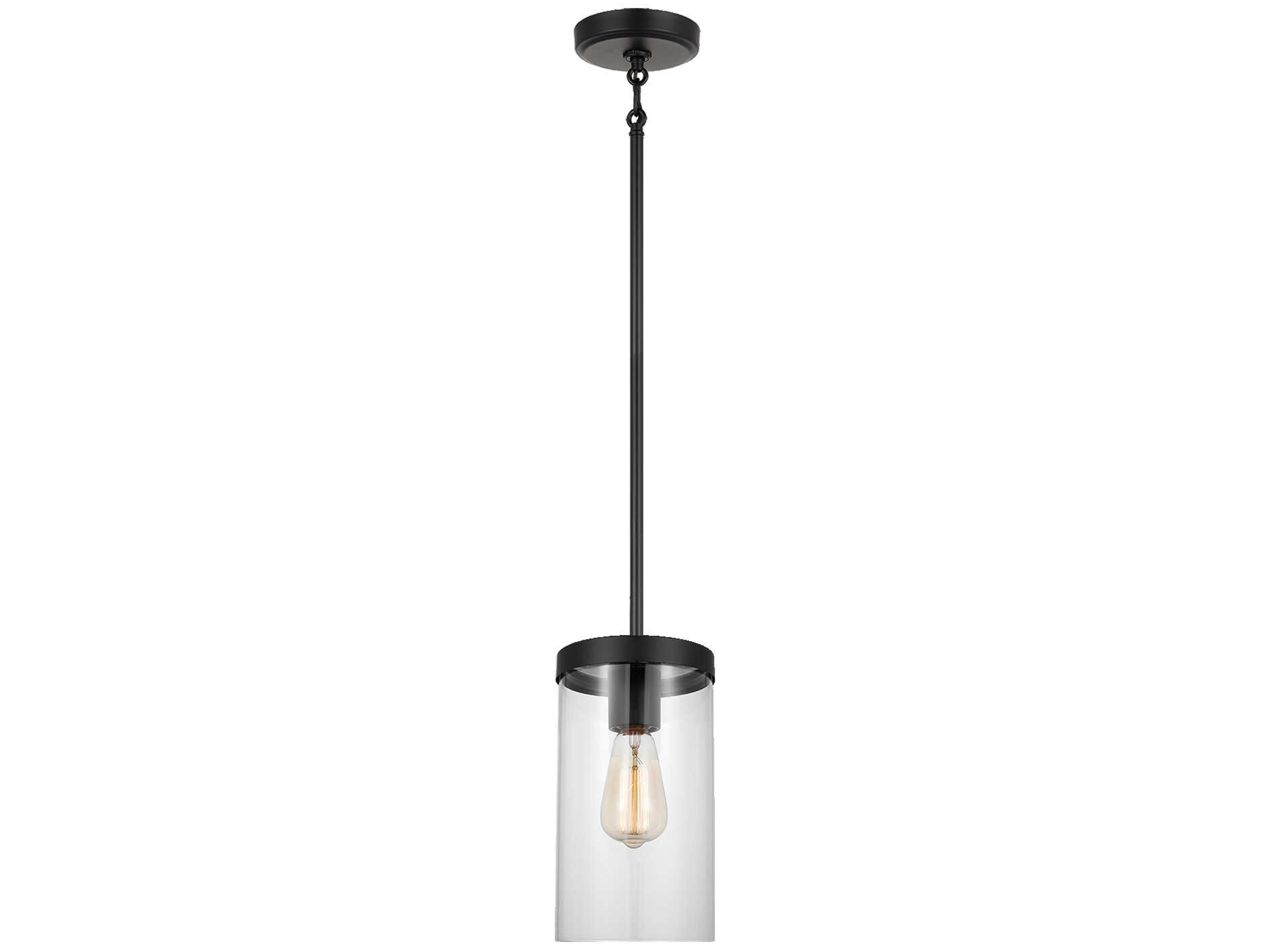 Visual Comfort Studio Zire 1-Light Midnight Black Cylinder Mini Pendant