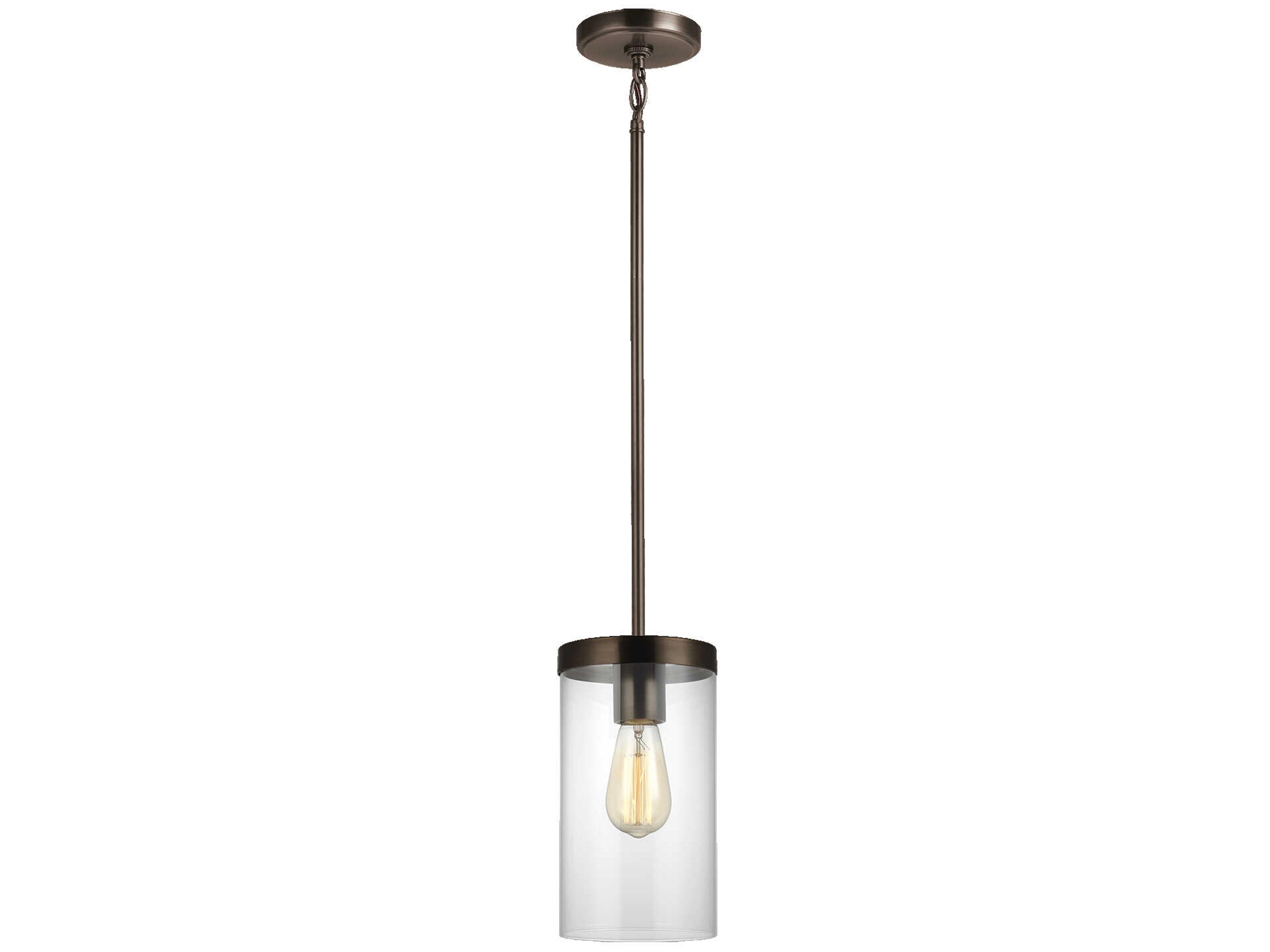 Visual Comfort Studio Zire 1-Light Brushed Oil Rubbed Bronze Cylinder Mini Pendant