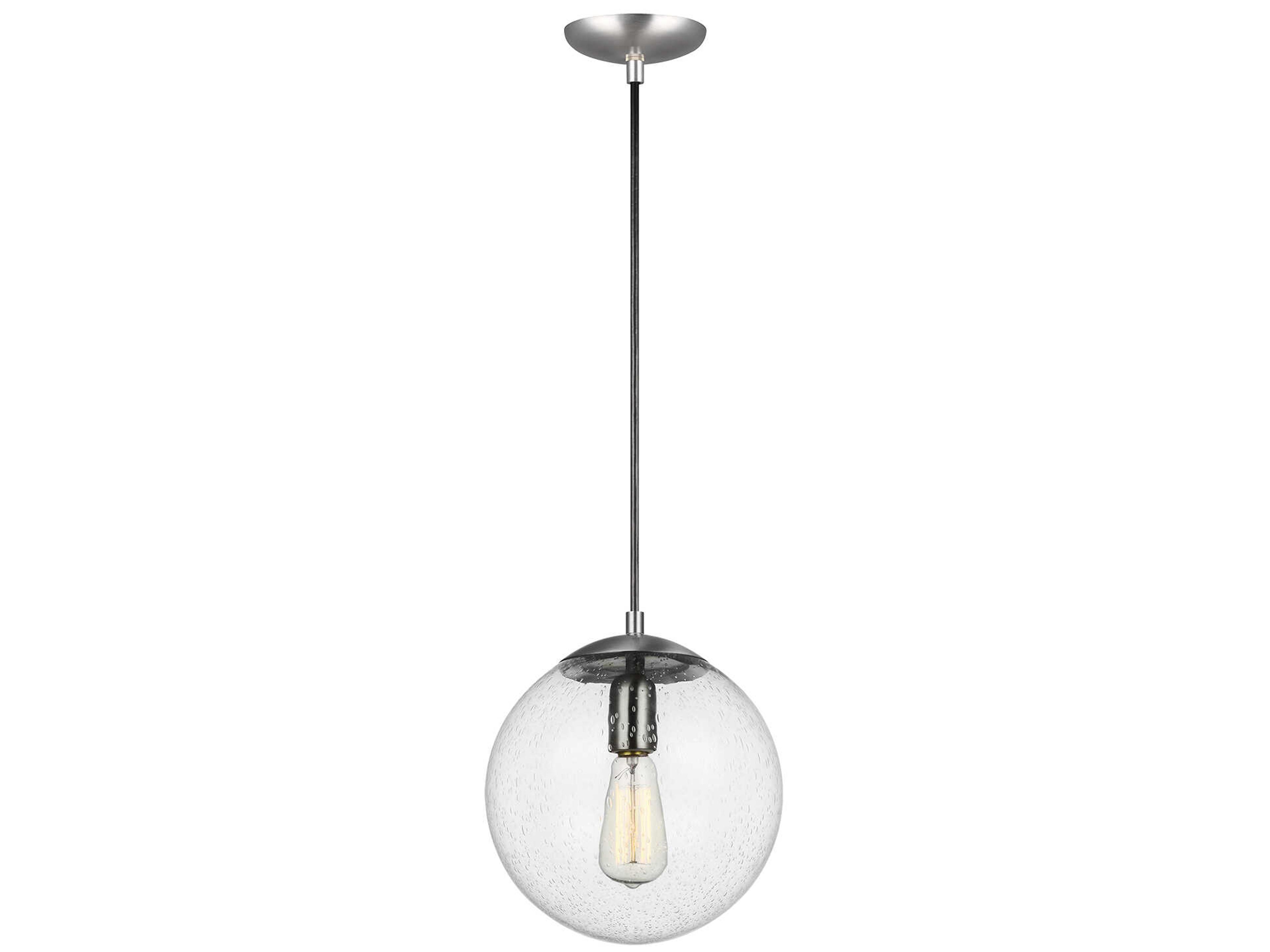 Visual Comfort Studio Leo 1-Light Satin Aluminum Silver Globe Mini Pendant