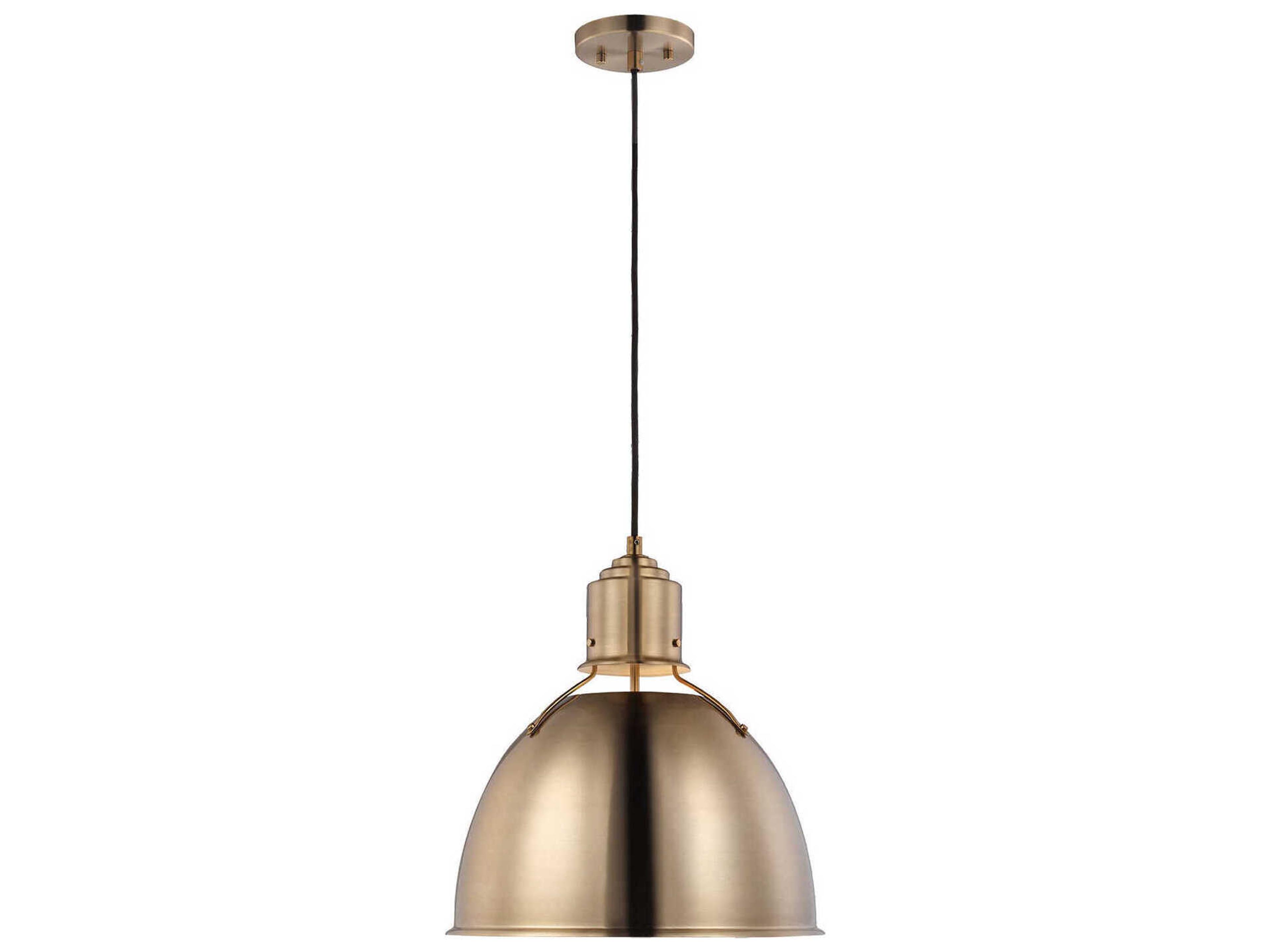 Visual Comfort Studio Huey 1-Light Satin Brass Dome Pendant