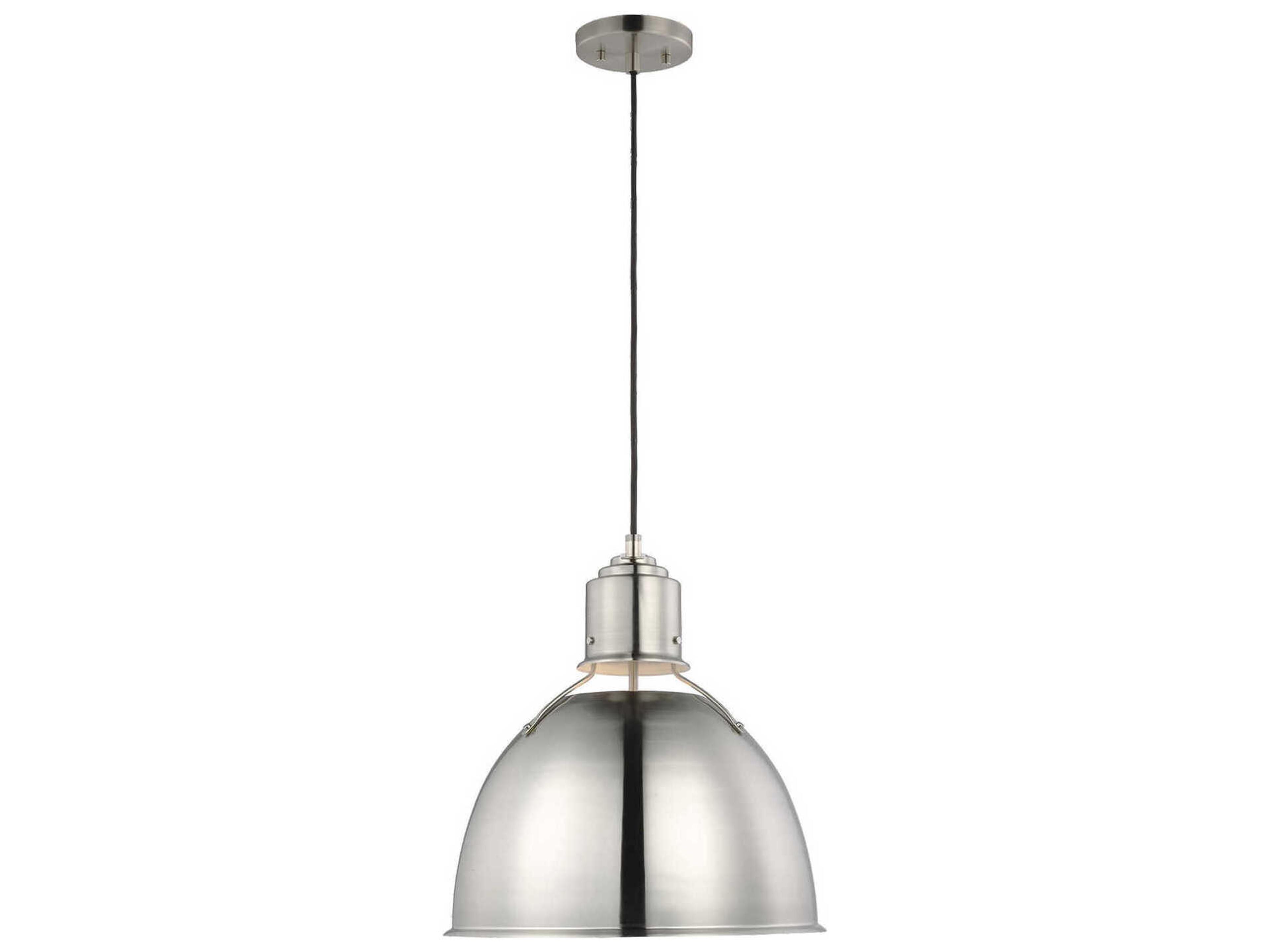 Visual Comfort Studio Huey 1-Light Brushed Nickel Dome Pendant