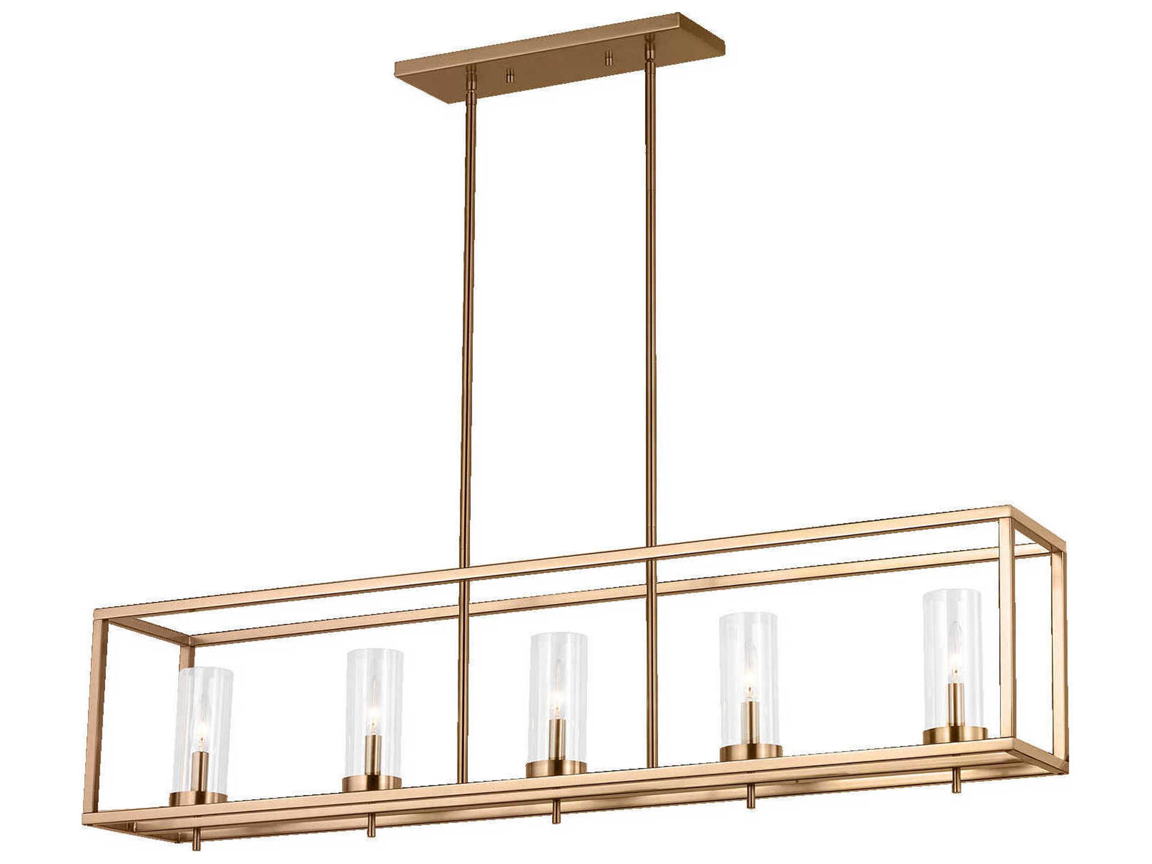 Visual Comfort Studio Zire 5-Light Satin Brass Cylinder Island Pendant
