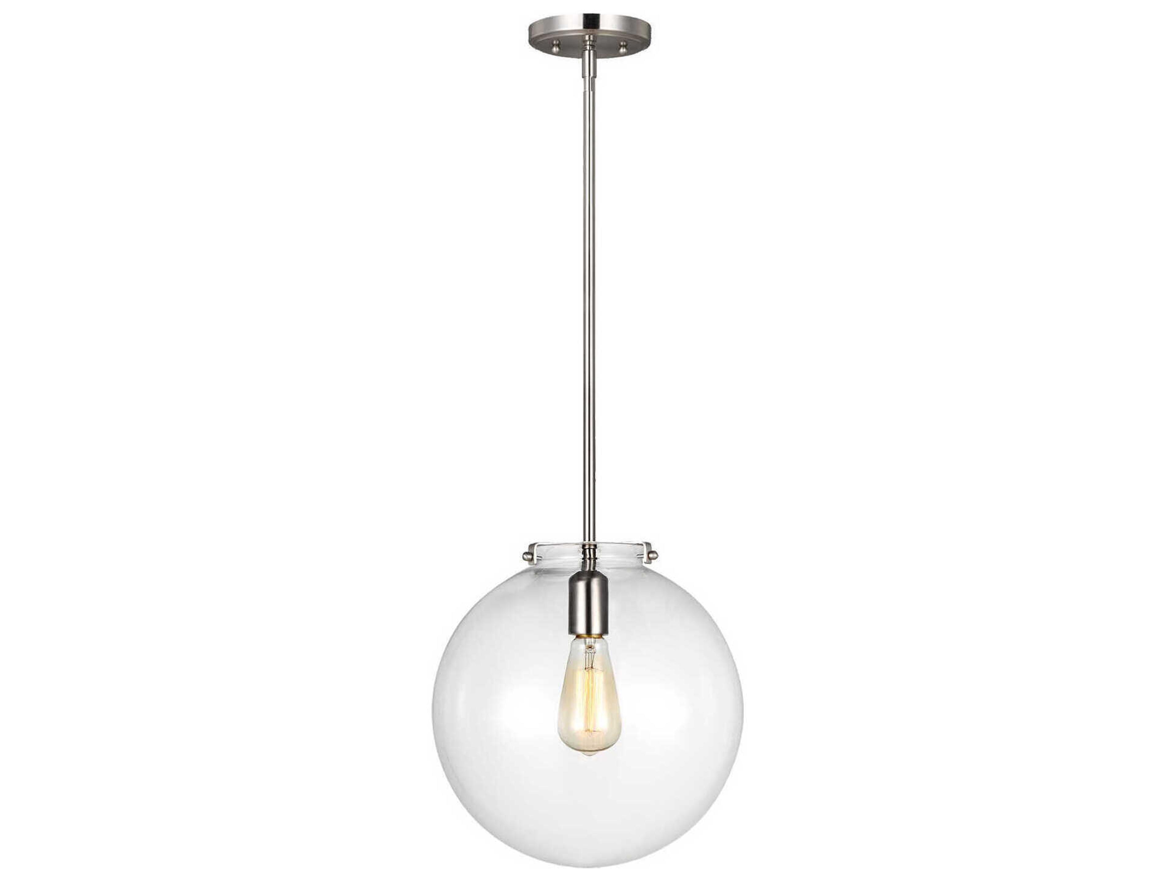 Visual Comfort Studio Kate 1-Light Brushed Nickel Globe Mini Pendant