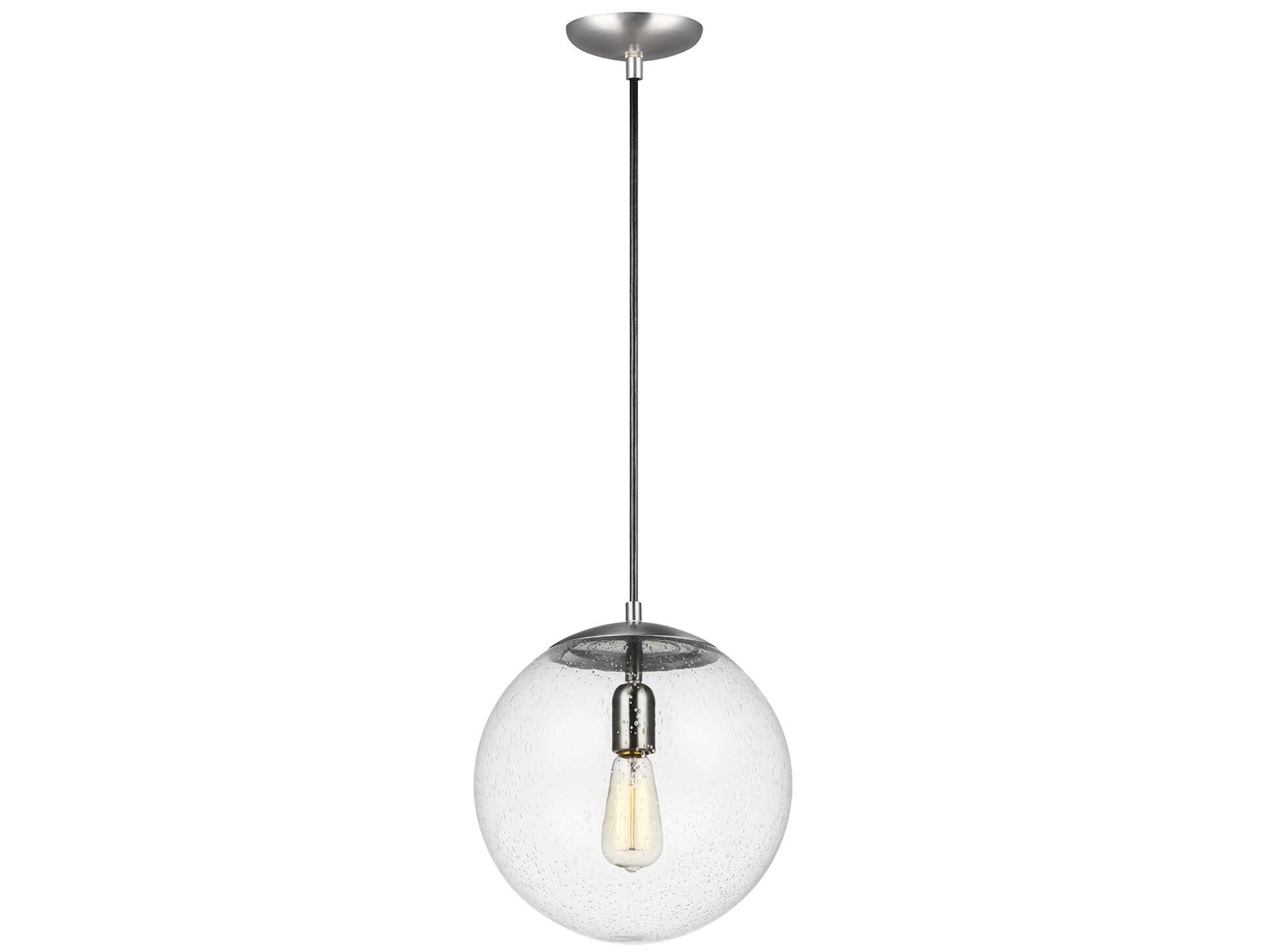 Visual Comfort Studio Leo 1-Light Satin Aluminum Silver Globe Mini Pendant