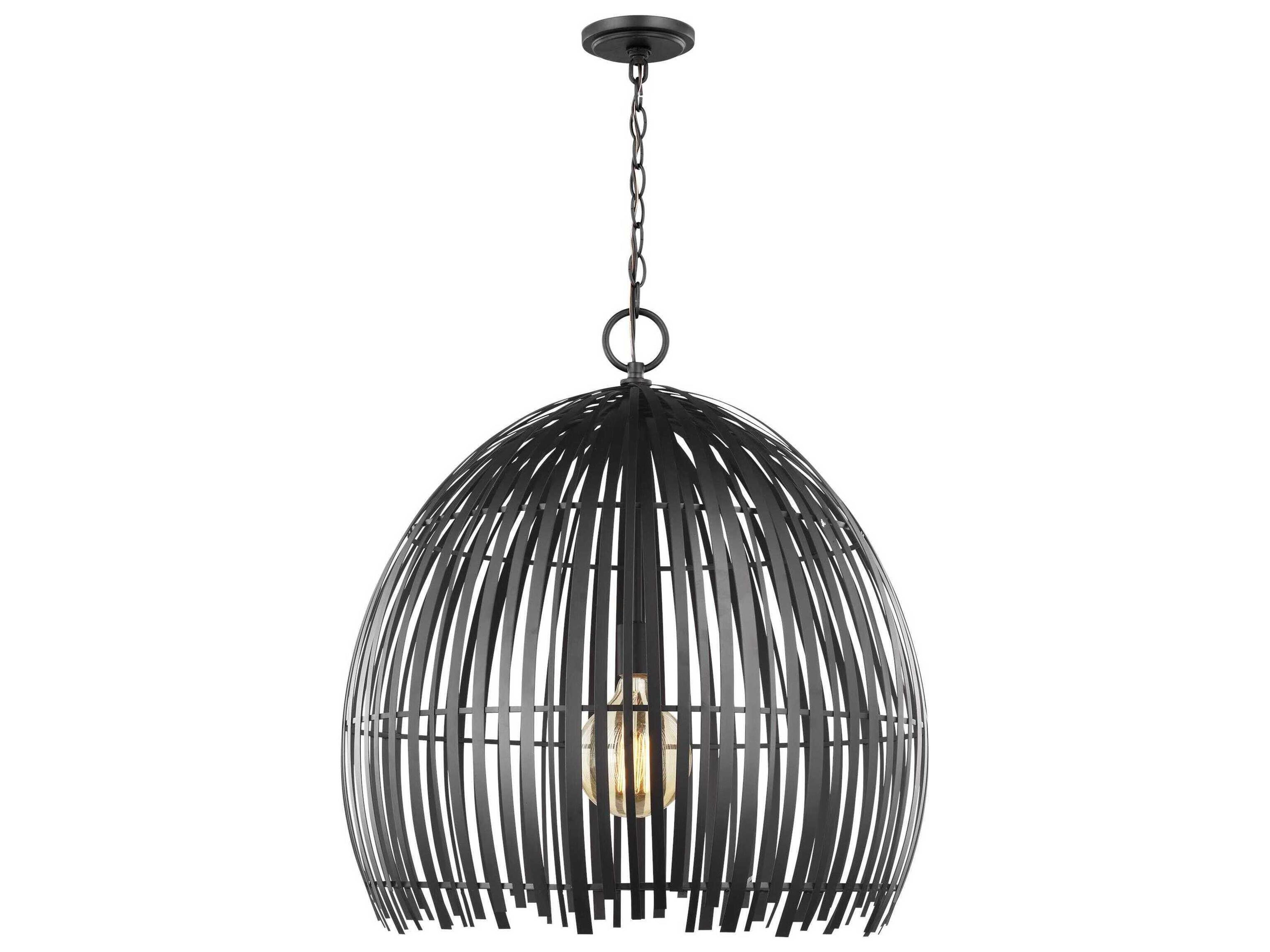 Visual Comfort Studio Hanalei 1-Light Midnight Black Dome Pendant
