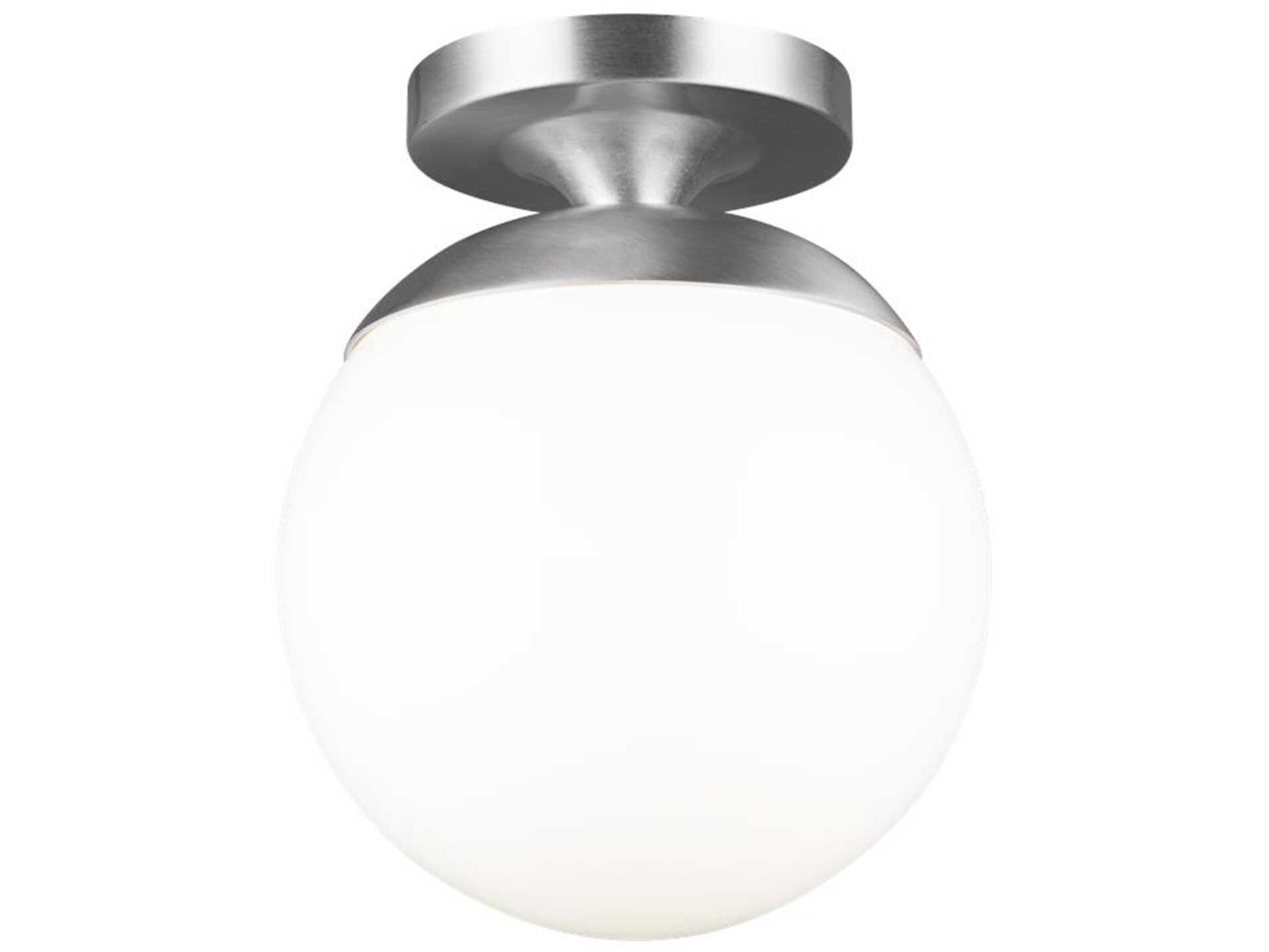 Visual Comfort Studio Leo 1-Light Satin Aluminum Silver Globe Semi Flush Mount