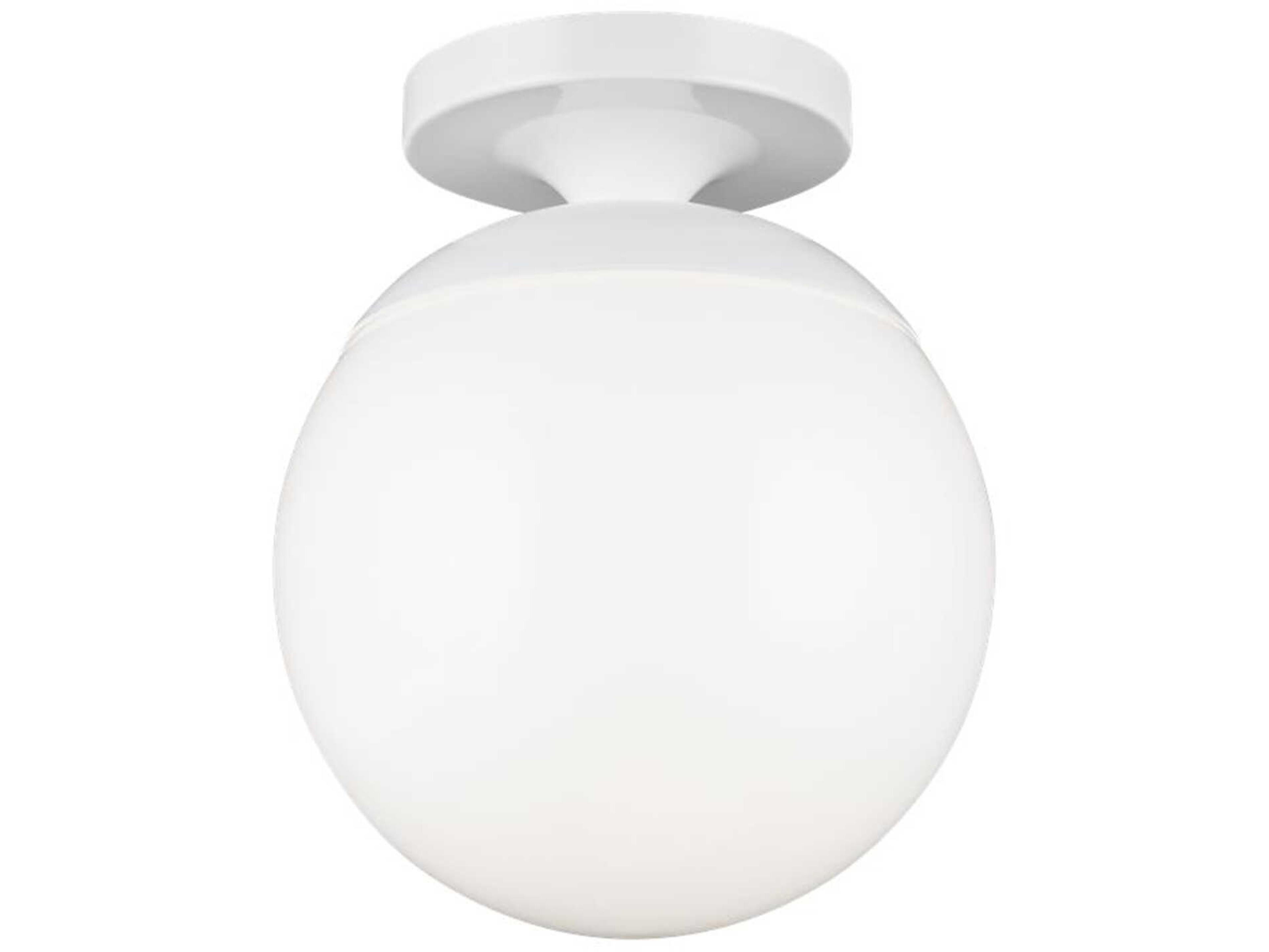 Visual Comfort Studio Leo 1-Light White Globe Semi Flush Mount