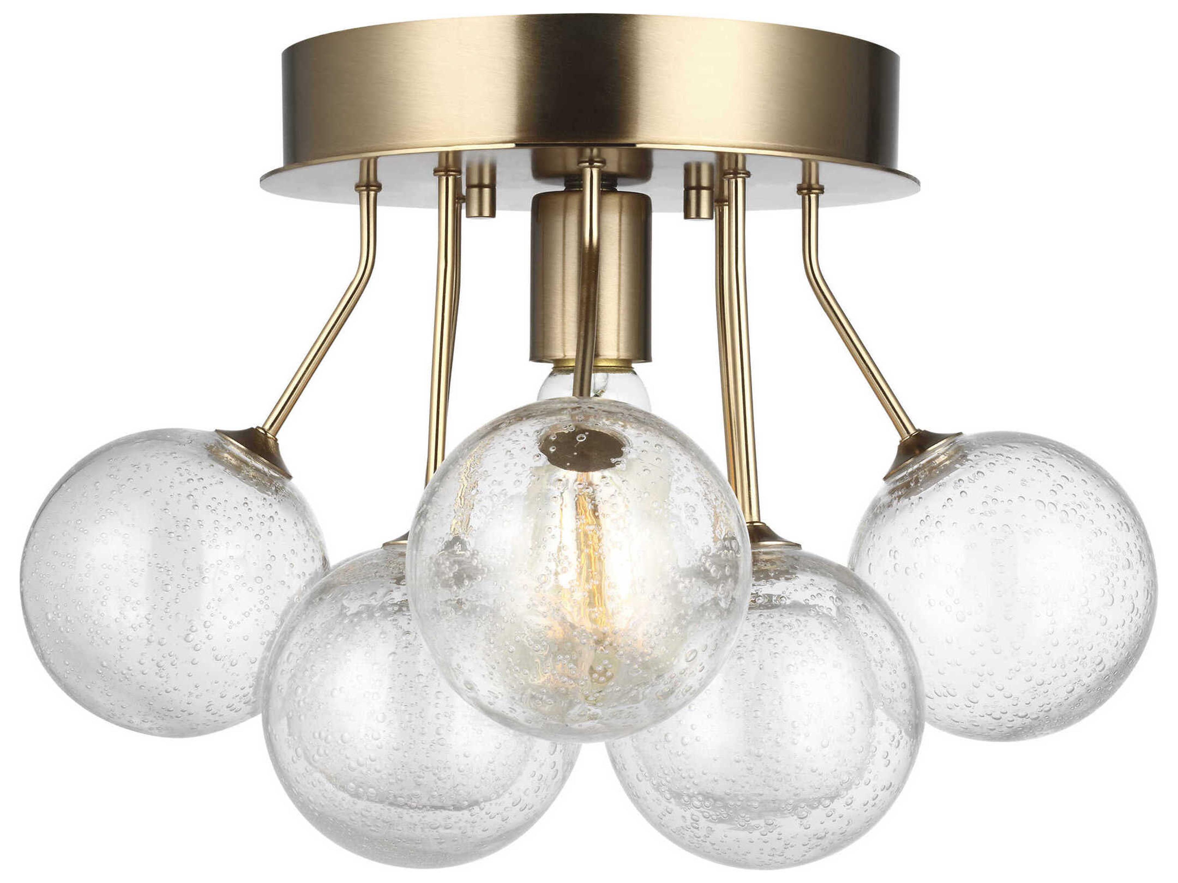 Visual Comfort Studio Bronzeville 1-Light Satin Brass Globe Semi Flush Mount