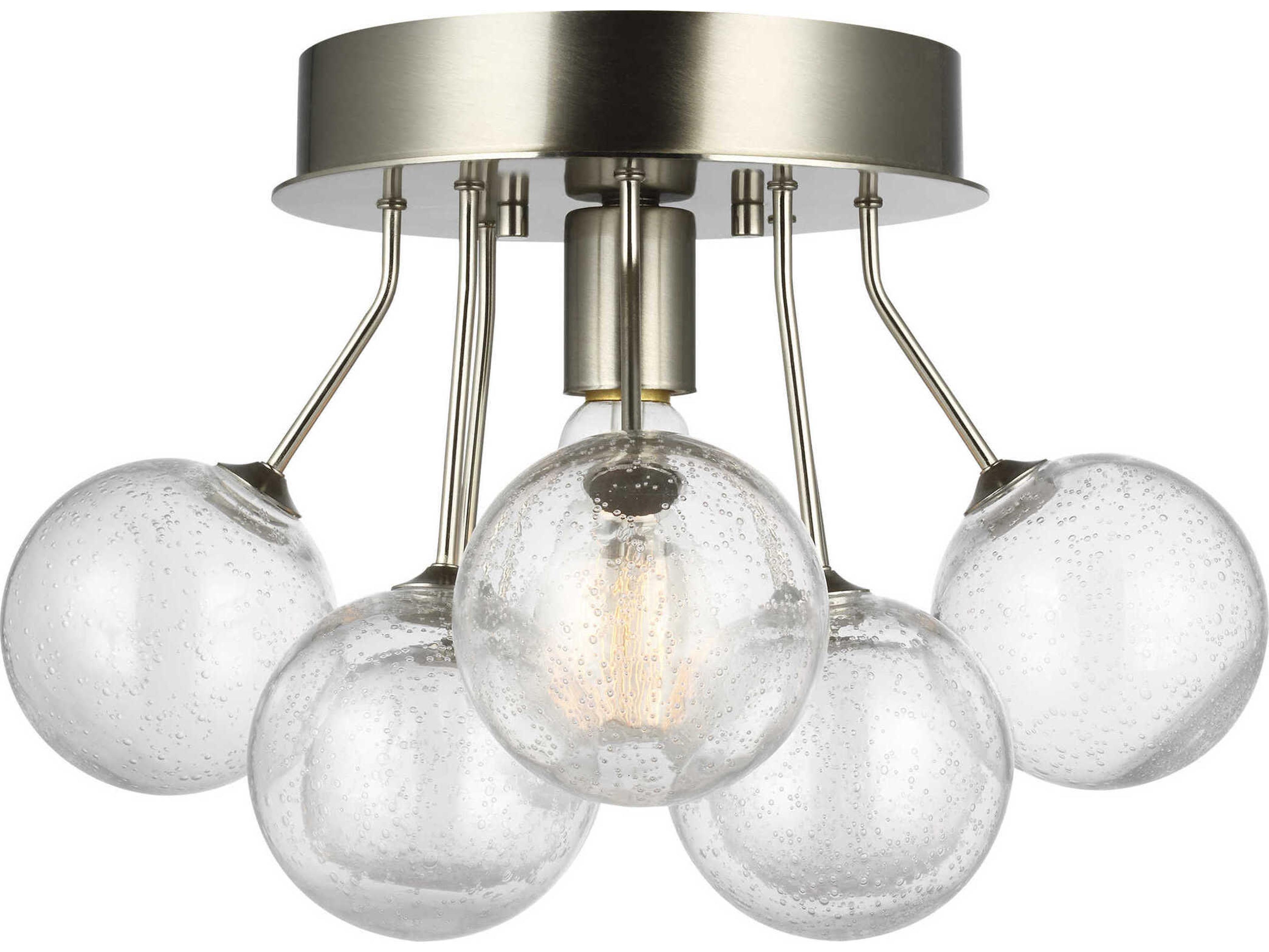 Visual Comfort Studio Bronzeville 1-Light Brushed Nickel Globe Semi Flush Mount