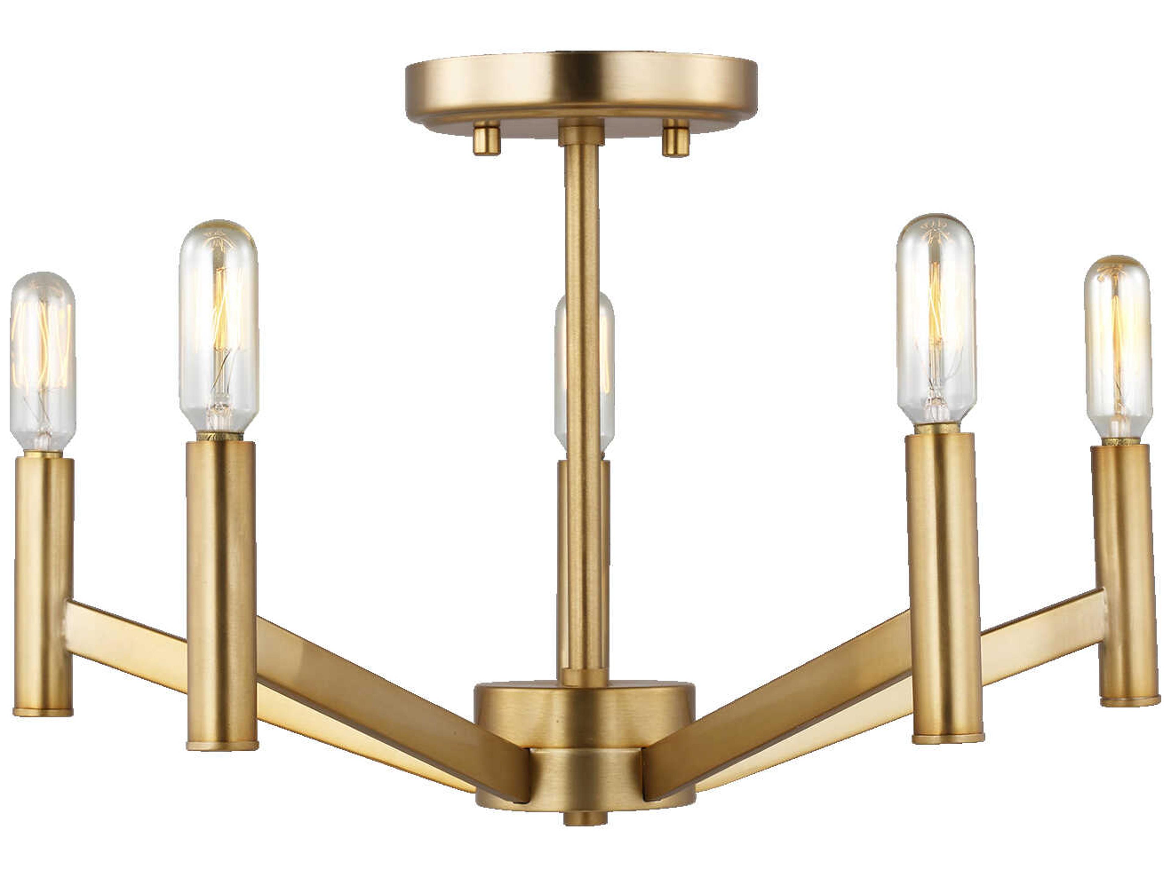 Visual Comfort Studio Vector 5-Light Satin Brass Semi Flush Mount