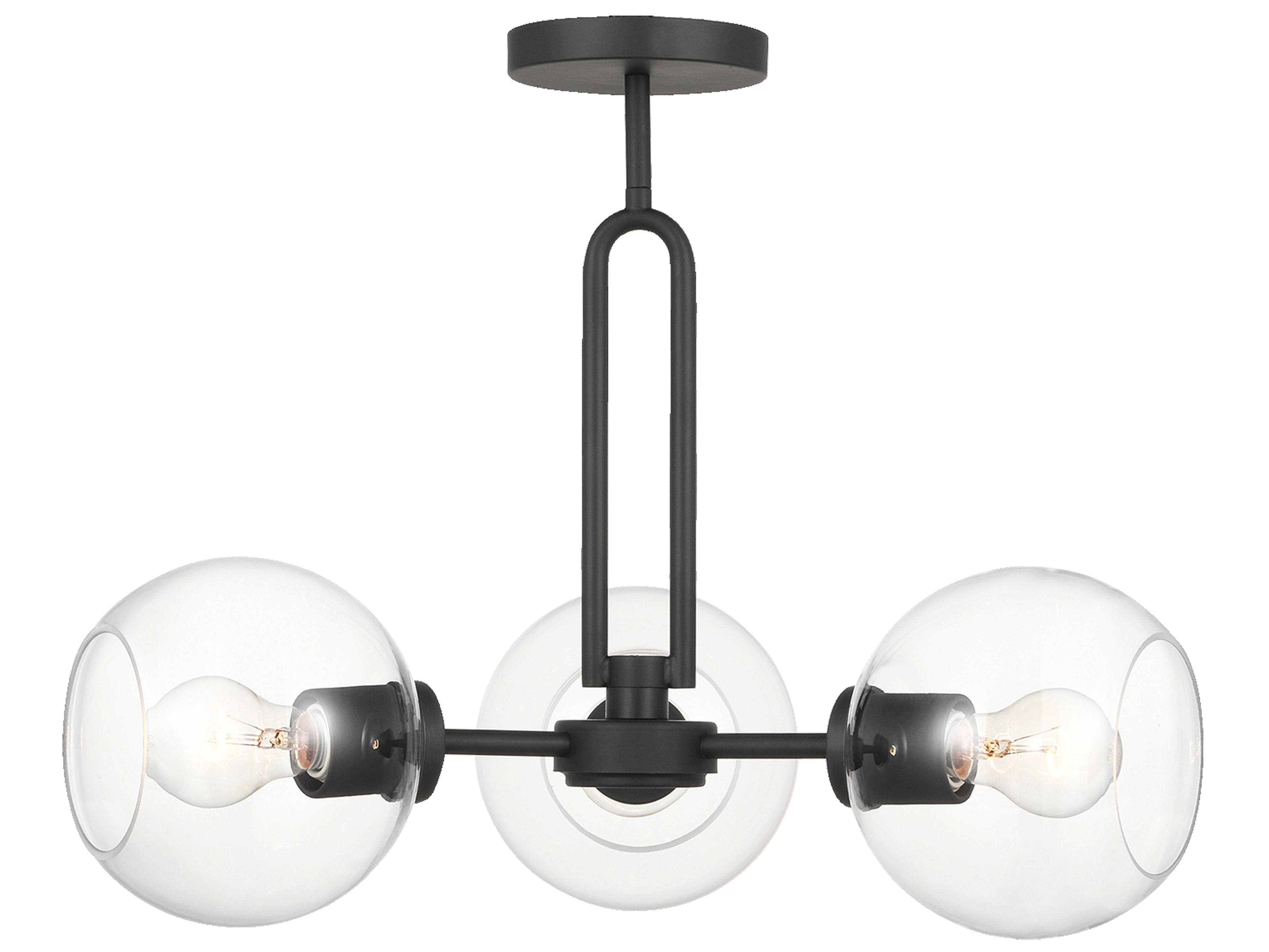 Visual Comfort Studio Codyn 3-Light Midnight Black Globe Semi Flush Mount