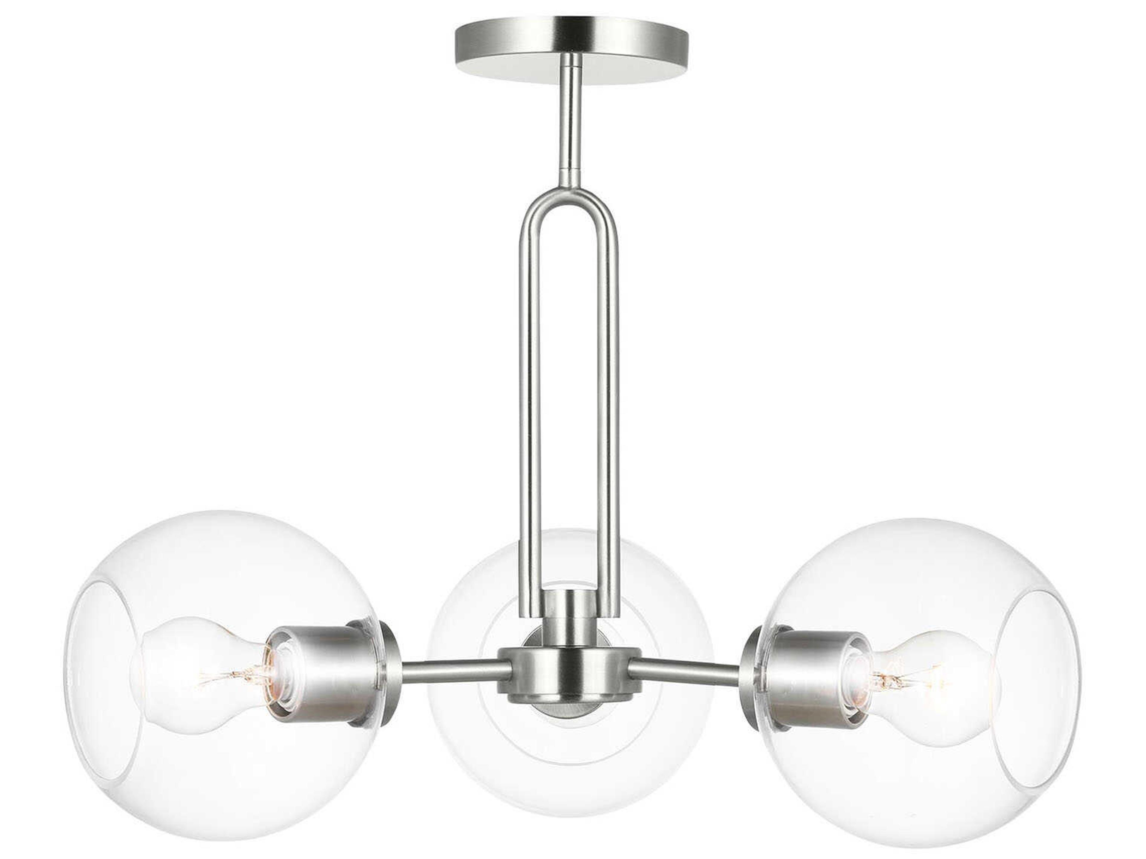 Visual Comfort Studio Codyn 3-Light Brushed Nickel Globe Semi Flush Mount