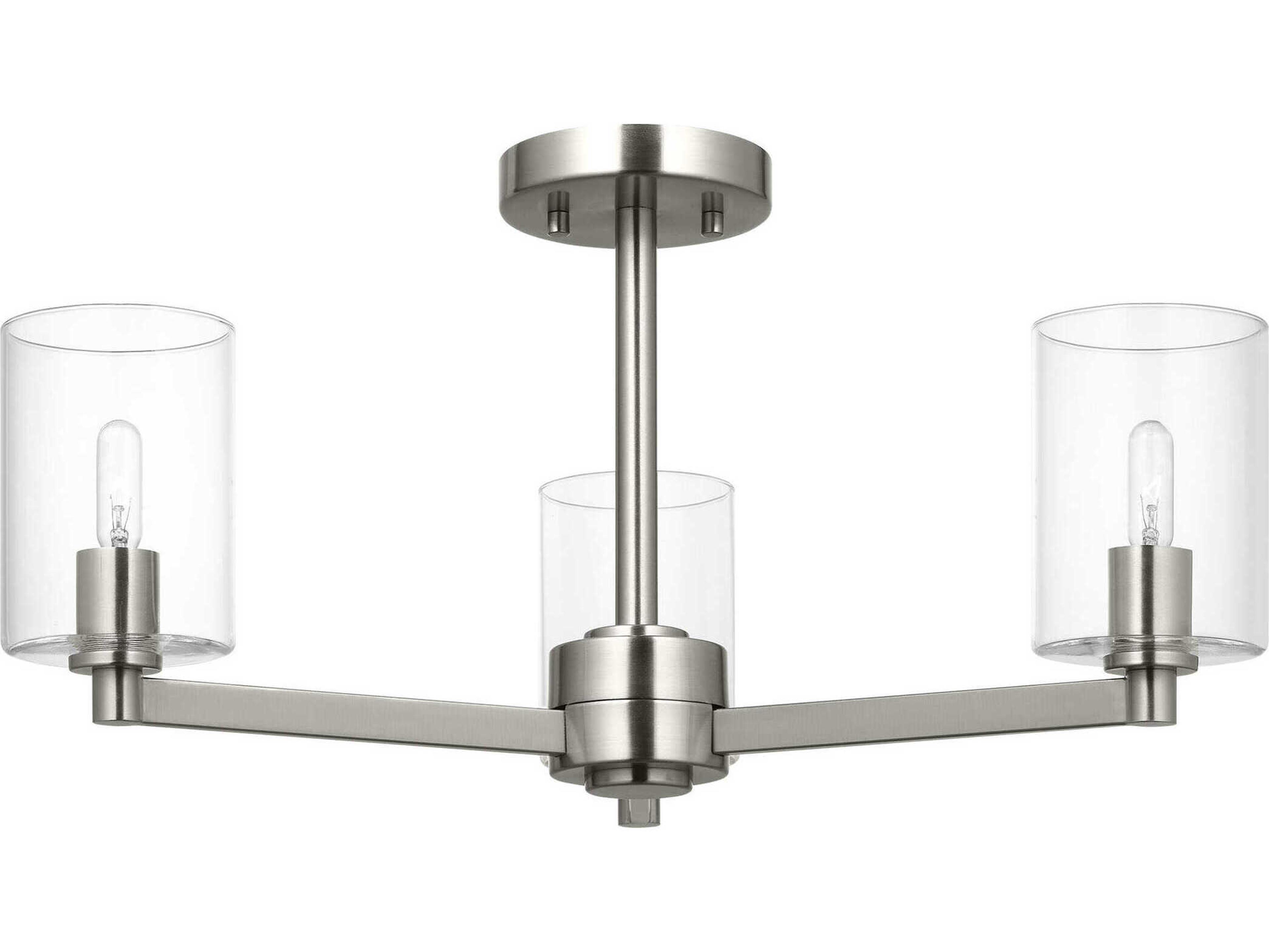 Visual Comfort Studio Fullton 3-Light Brushed Nickel Cylinder Semi Flush Mount