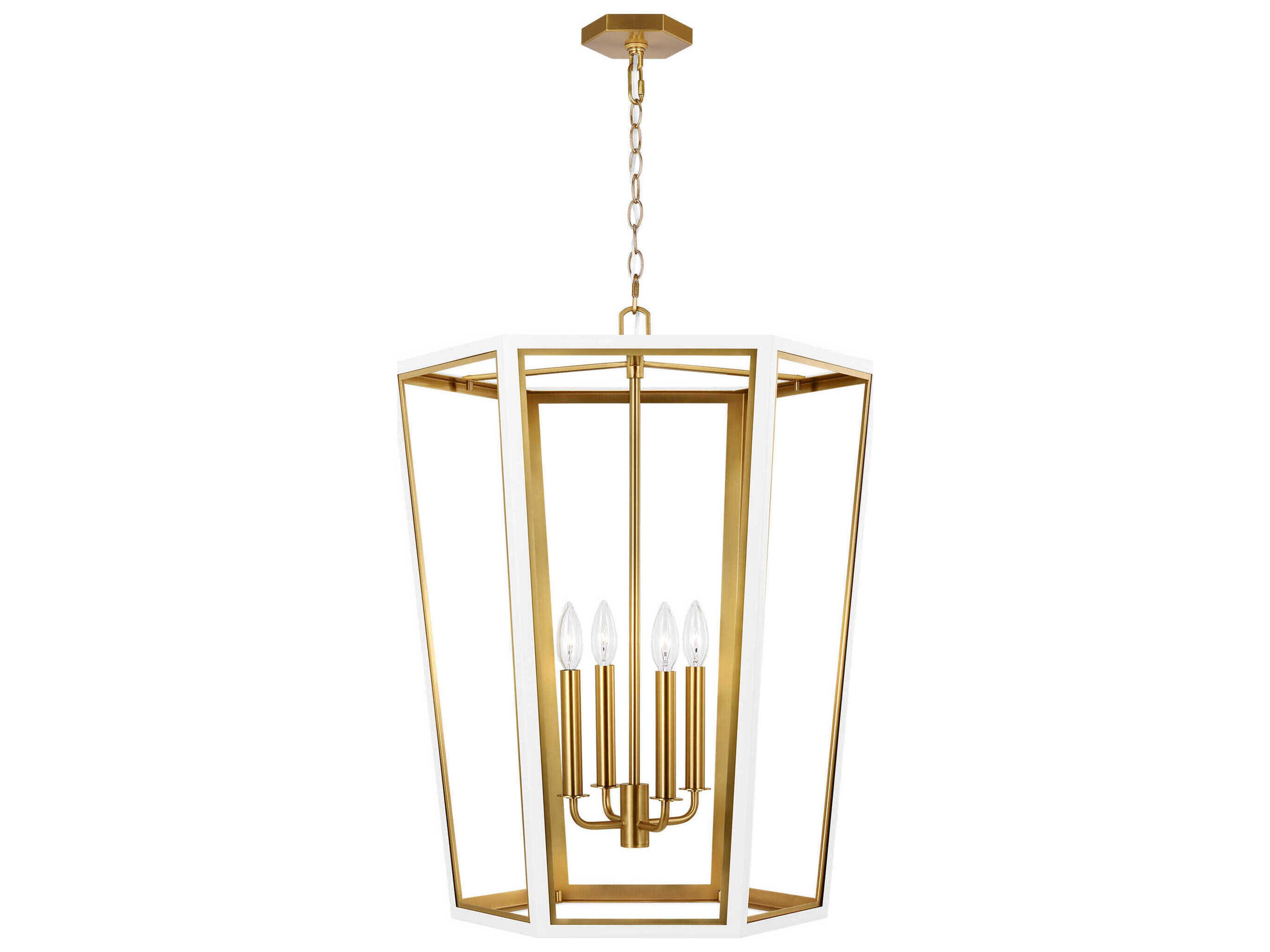 Visual Comfort Studio Curt 4-Light Matte White Lantern Chandelier