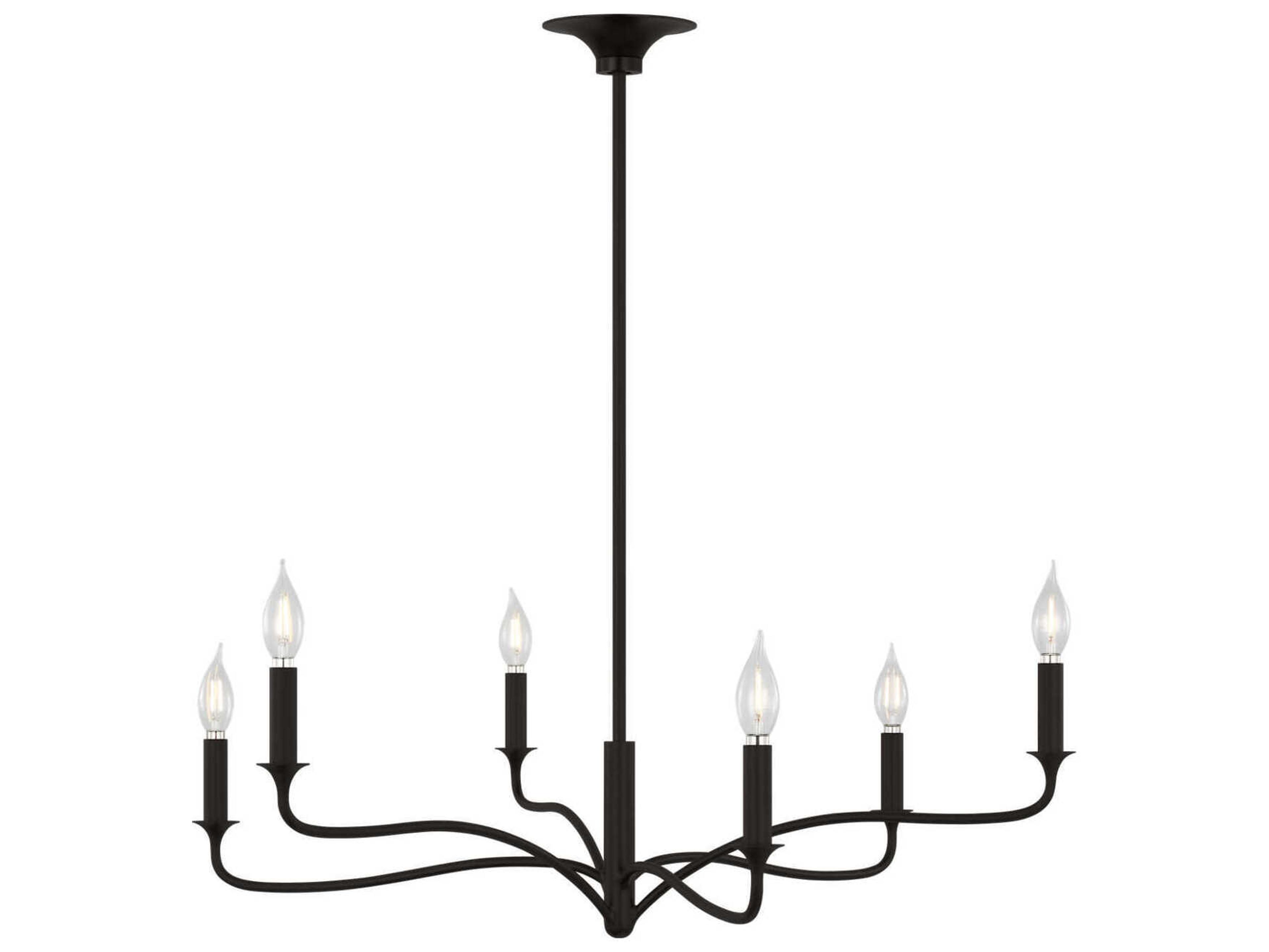 Visual Comfort Studio Chatsworth 6-Light Aged Iron Black Candelabra Chandelier