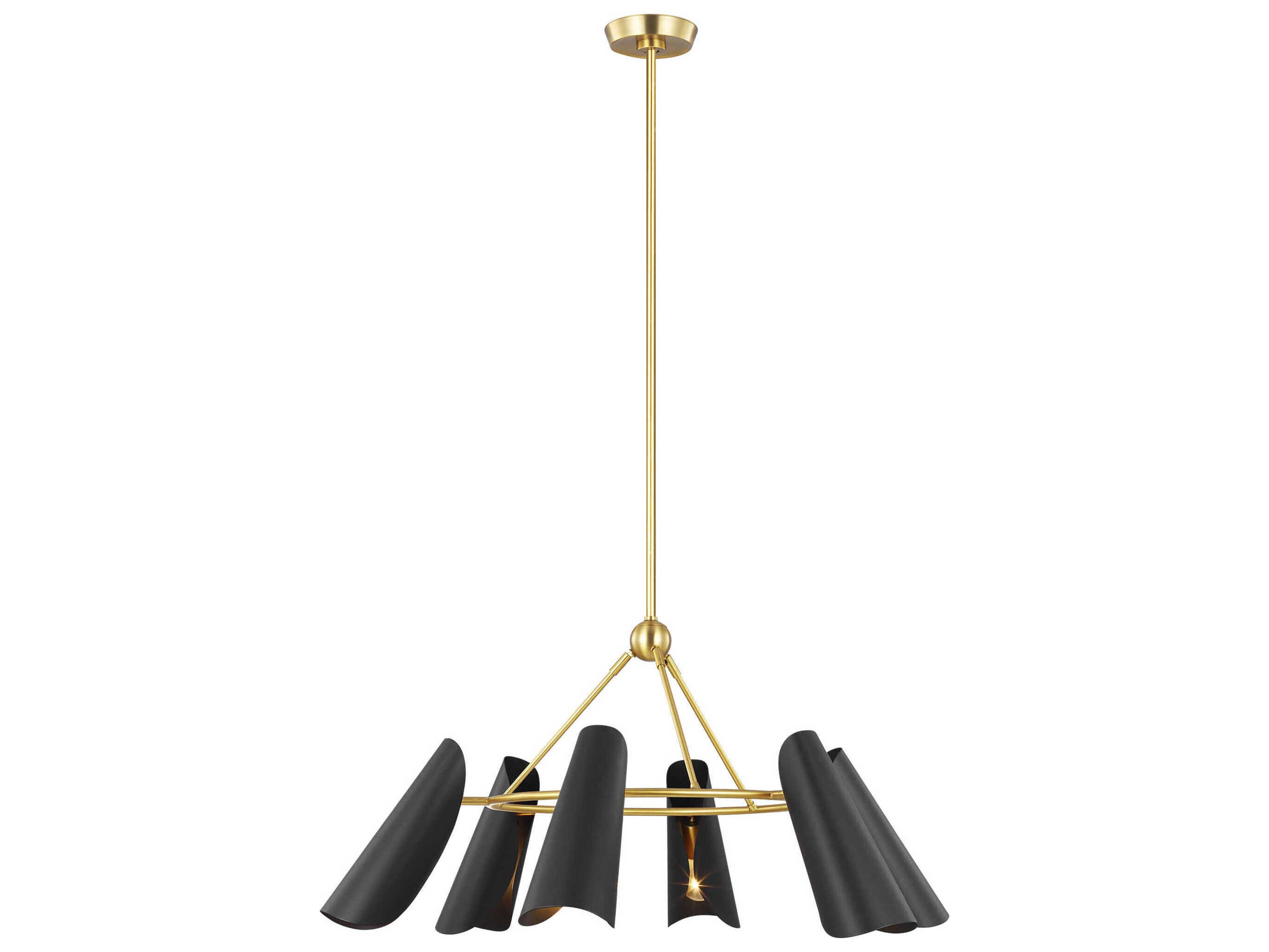 Visual Comfort Studio Tresa 6-Light Midnight Black Burnished Brass Chandelier