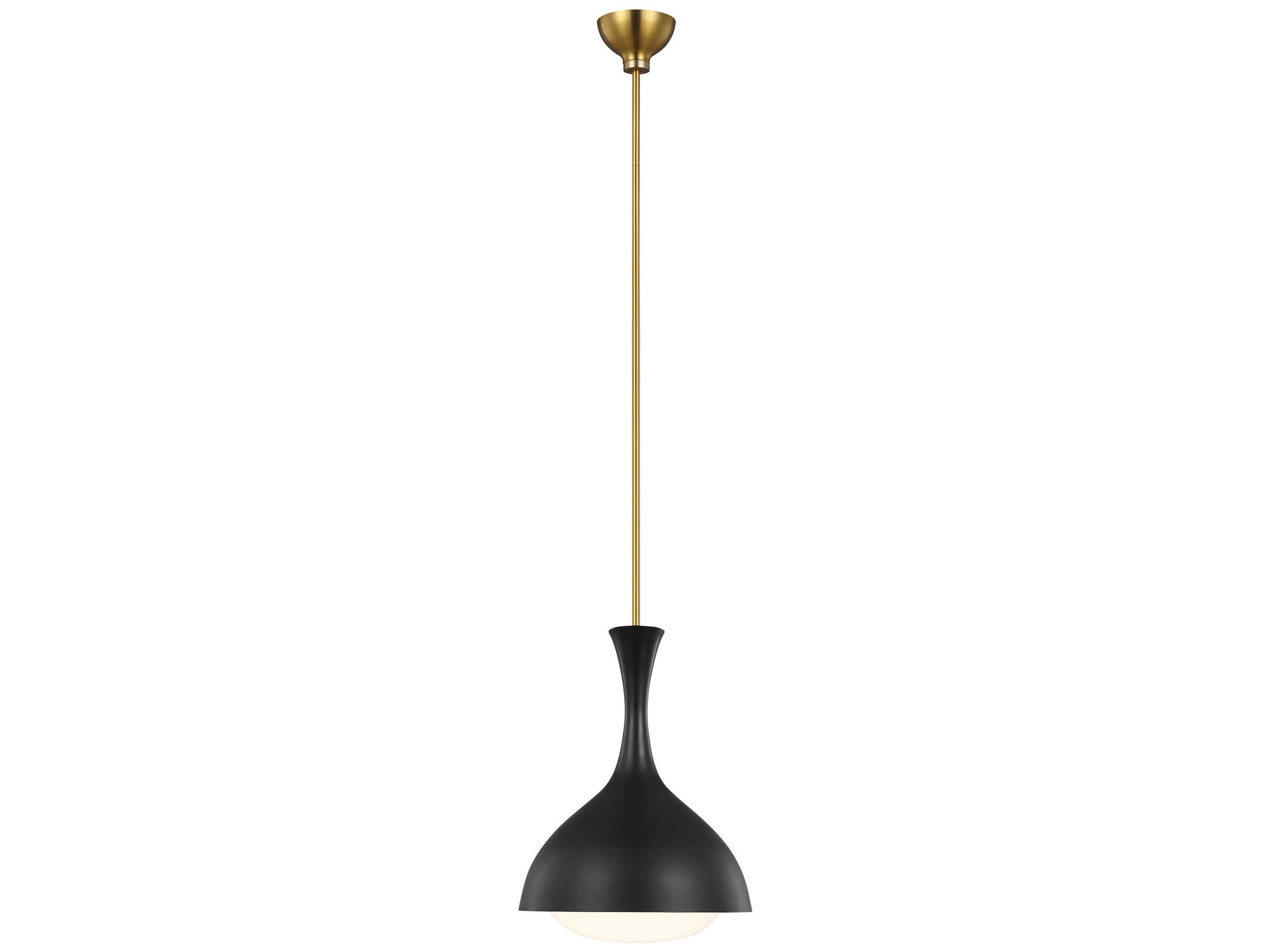 Visual Comfort Studio Lucerne 1-Light Midnight Black Burnished Brass Dome Mini Pendant