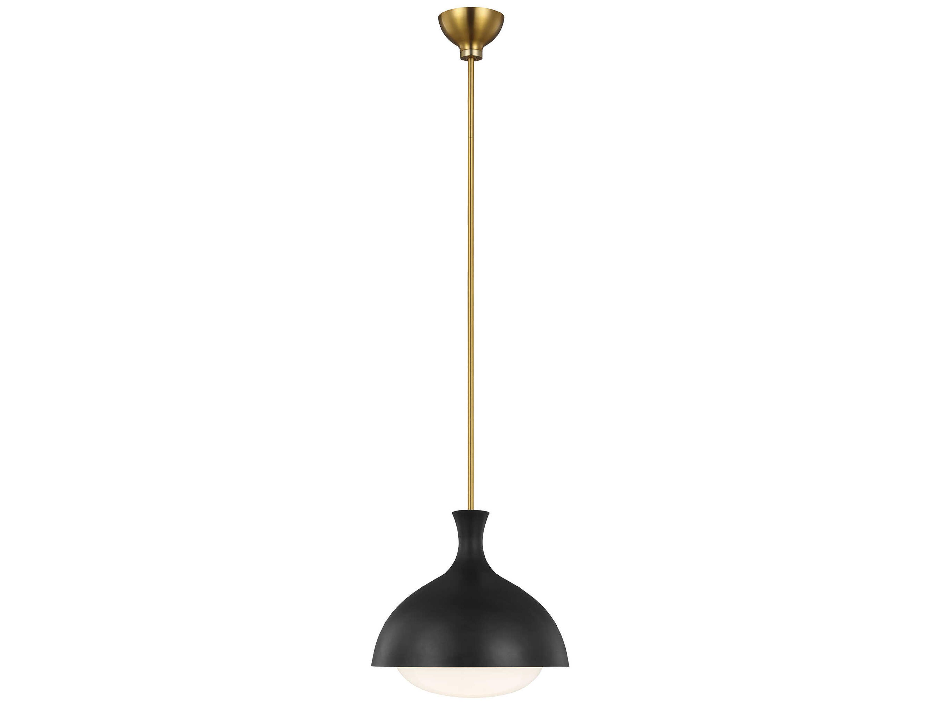 Visual Comfort Studio Lucerne 1-Light Midnight Black Burnished Brass Dome Mini Pendant