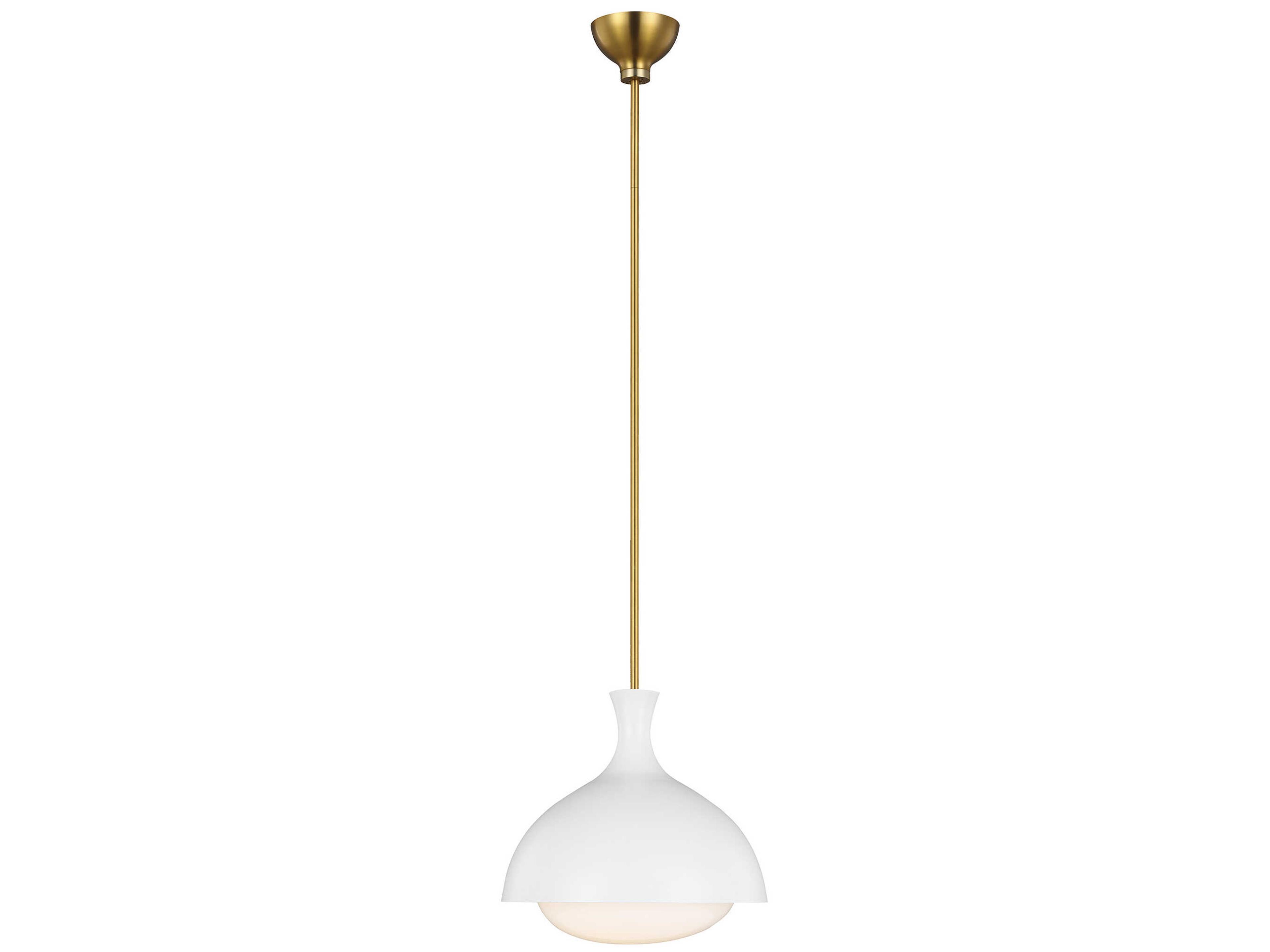 Visual Comfort Studio Lucerne 1-Light Matte White Burnished Brass Dome Mini Pendant