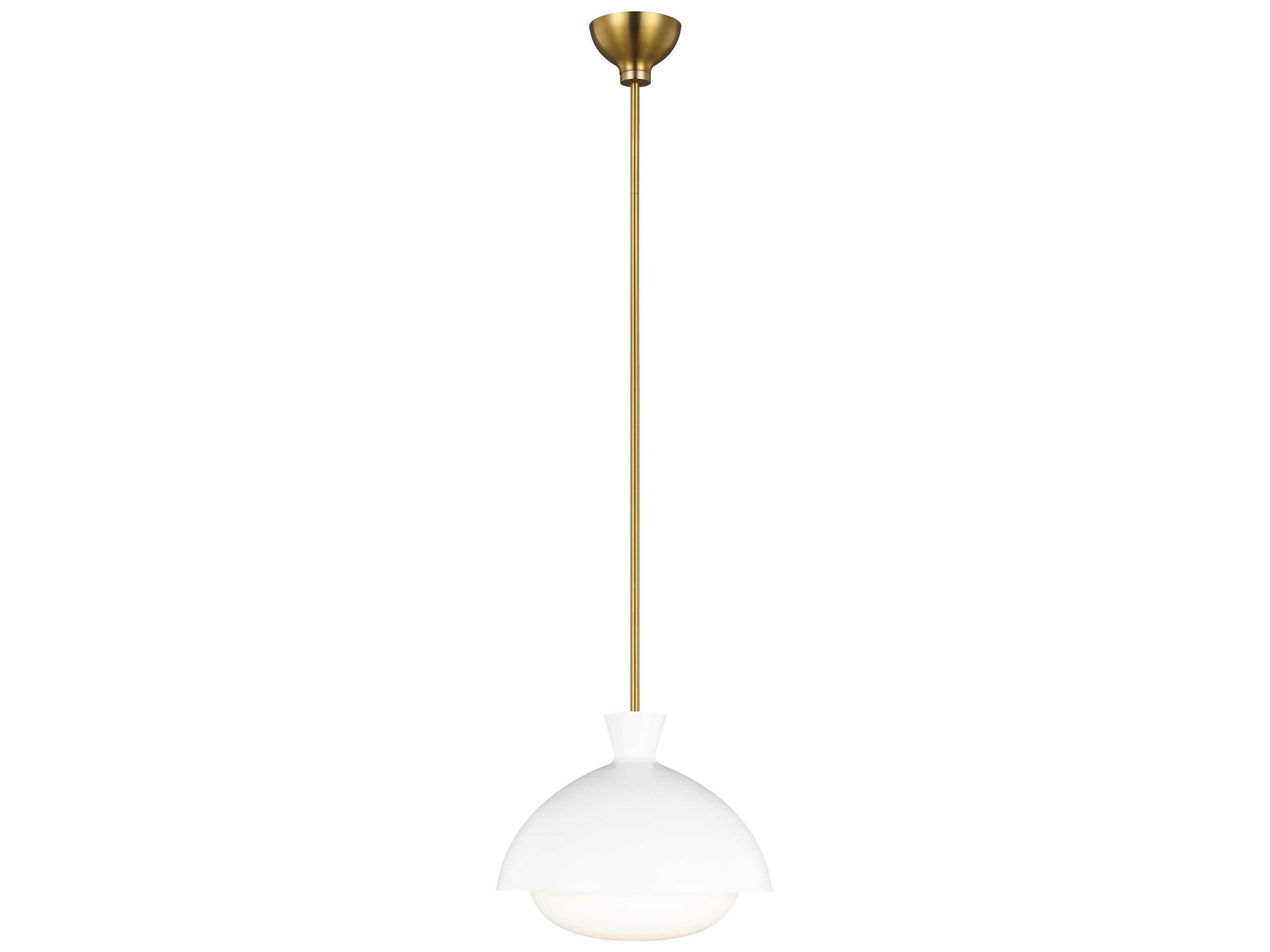 Visual Comfort Studio Lucerne 1-Light Matte White Burnished Brass Dome Pendant