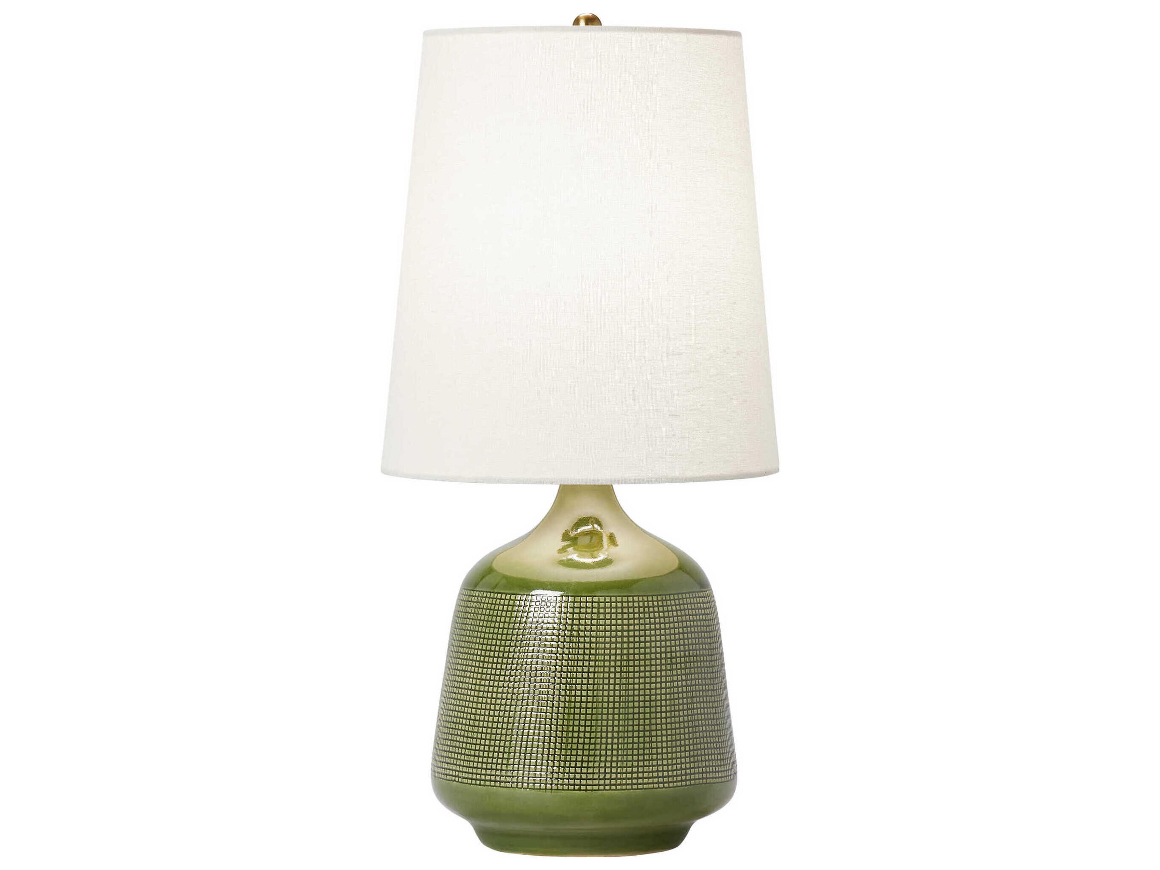 Visual Comfort Studio Ornella Green White Linen Fabric Table Lamp
