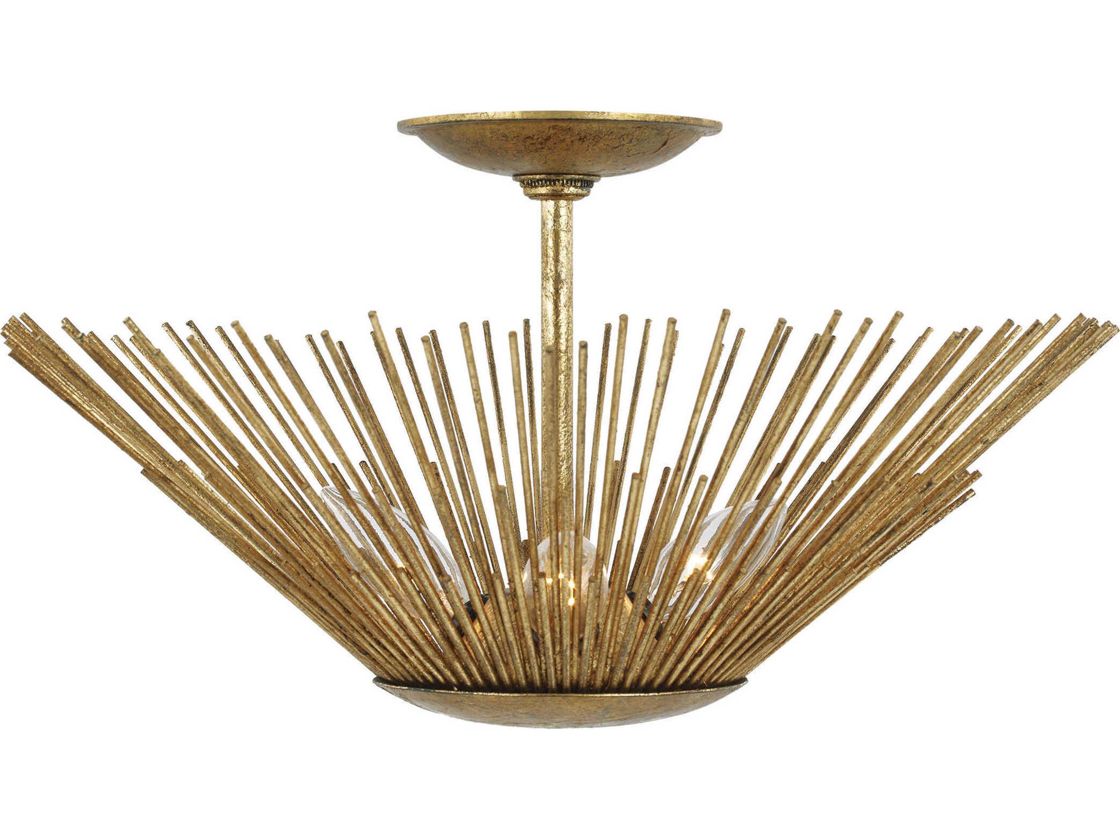 Visual Comfort Studio Helios 3-Light Antique Gild Gold Semi Flush Mount