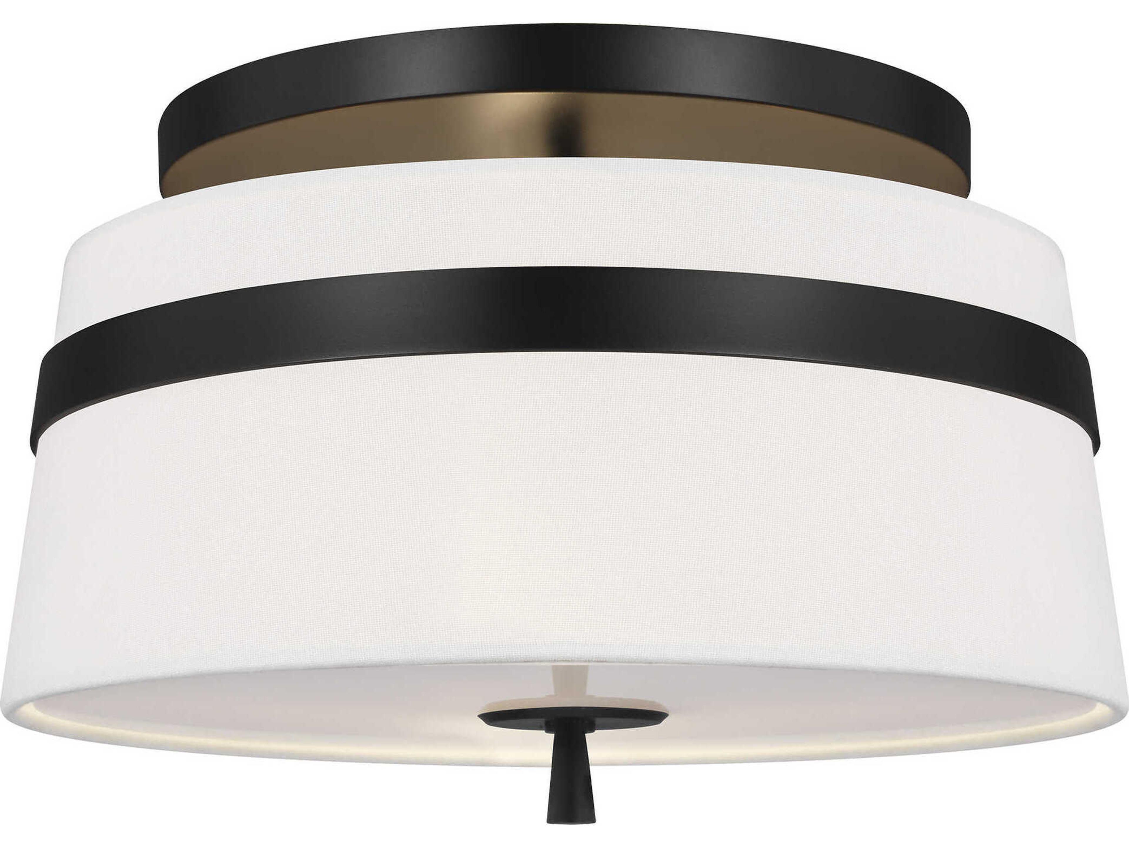 Visual Comfort Studio Cordtlandt 3-Light Aged Iron Black Drum Flush Mount