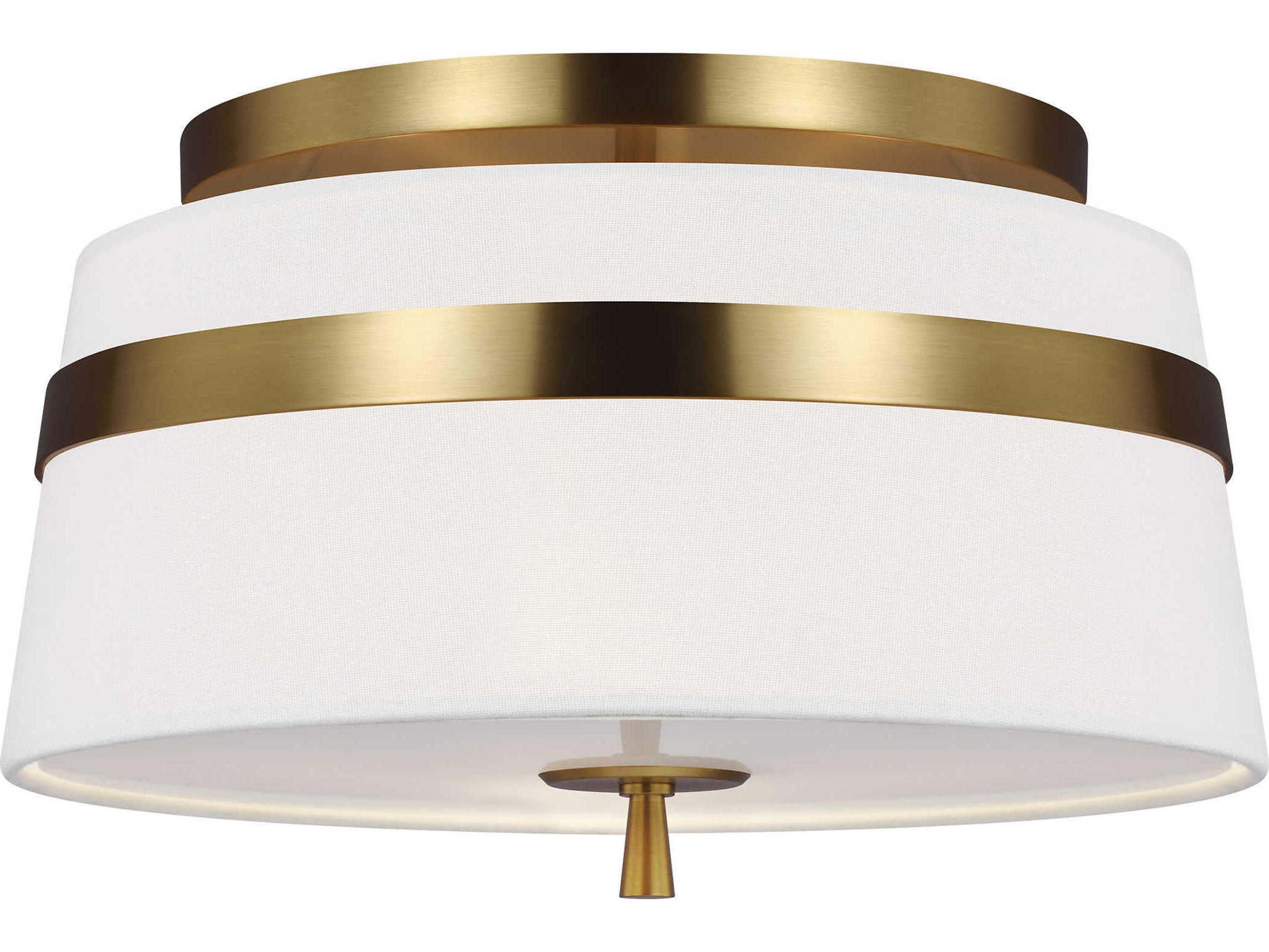 Visual Comfort Studio Cordtlandt 3-Light Burnished Brass Drum Flush Mount