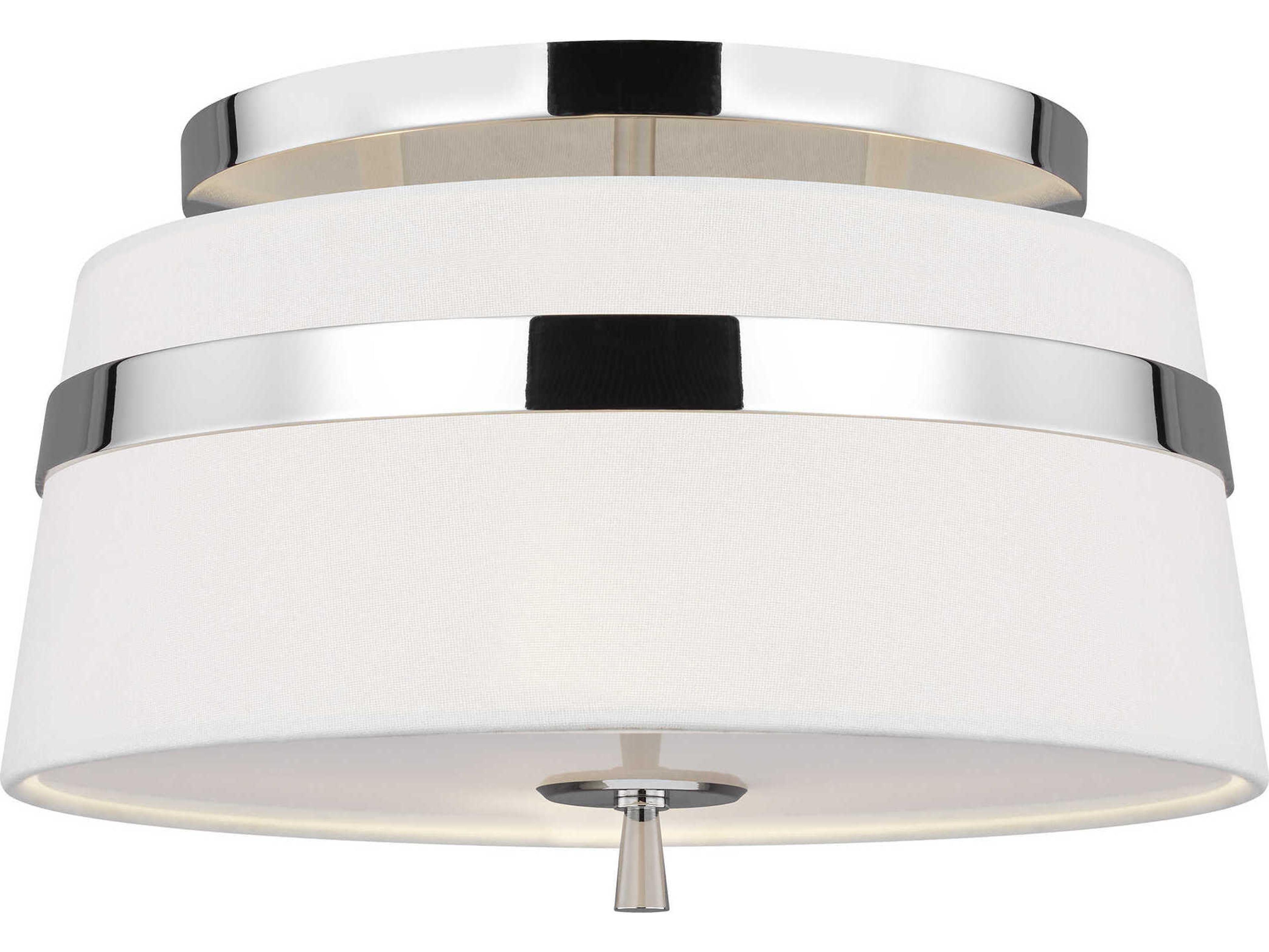 Visual Comfort Studio Cordtlandt 3-Light Polished Nickel Drum Flush Mount