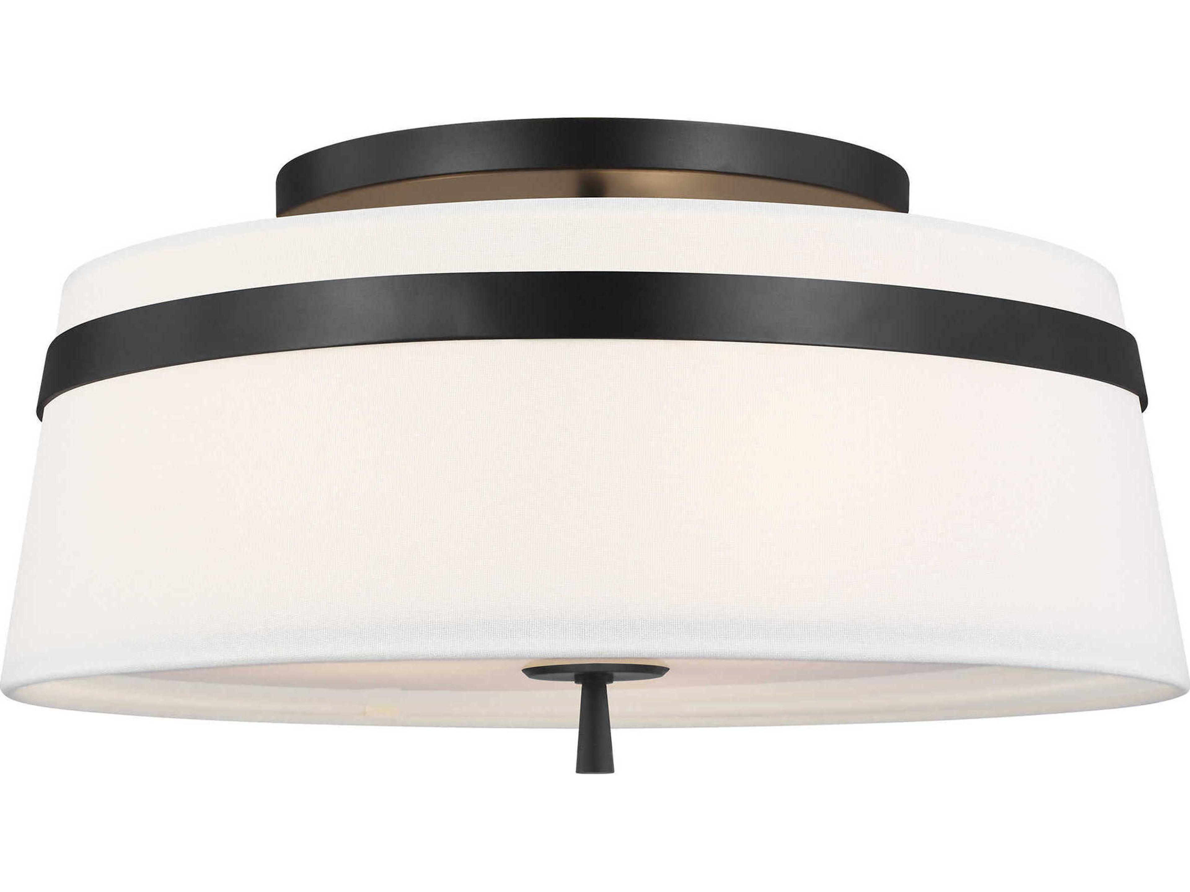 Visual Comfort Studio Cordtlandt 3-Light Aged Iron Black Drum Flush Mount