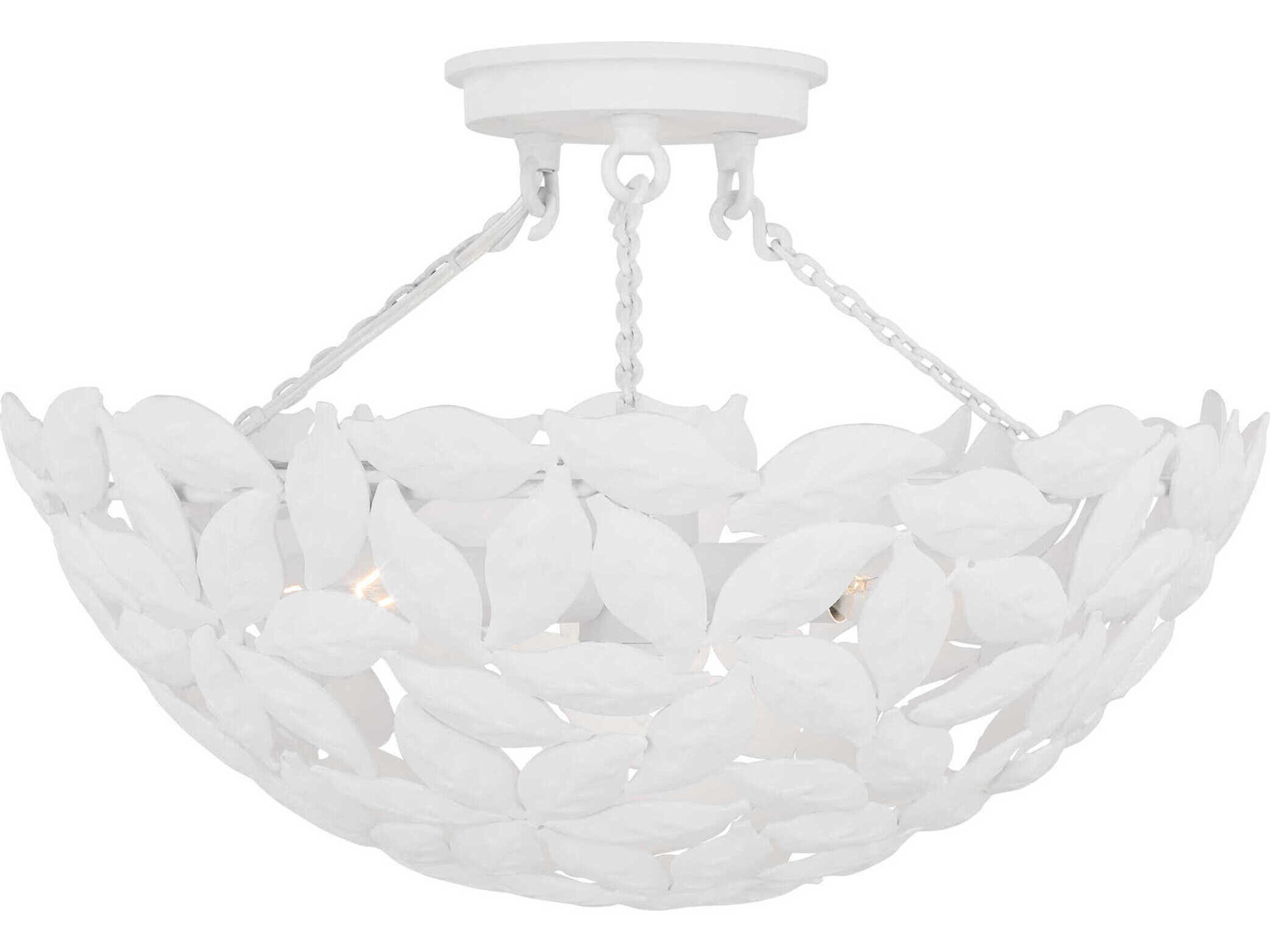 Visual Comfort Studio Kelan 3-Light Textured White Bowl Semi Flush Mount